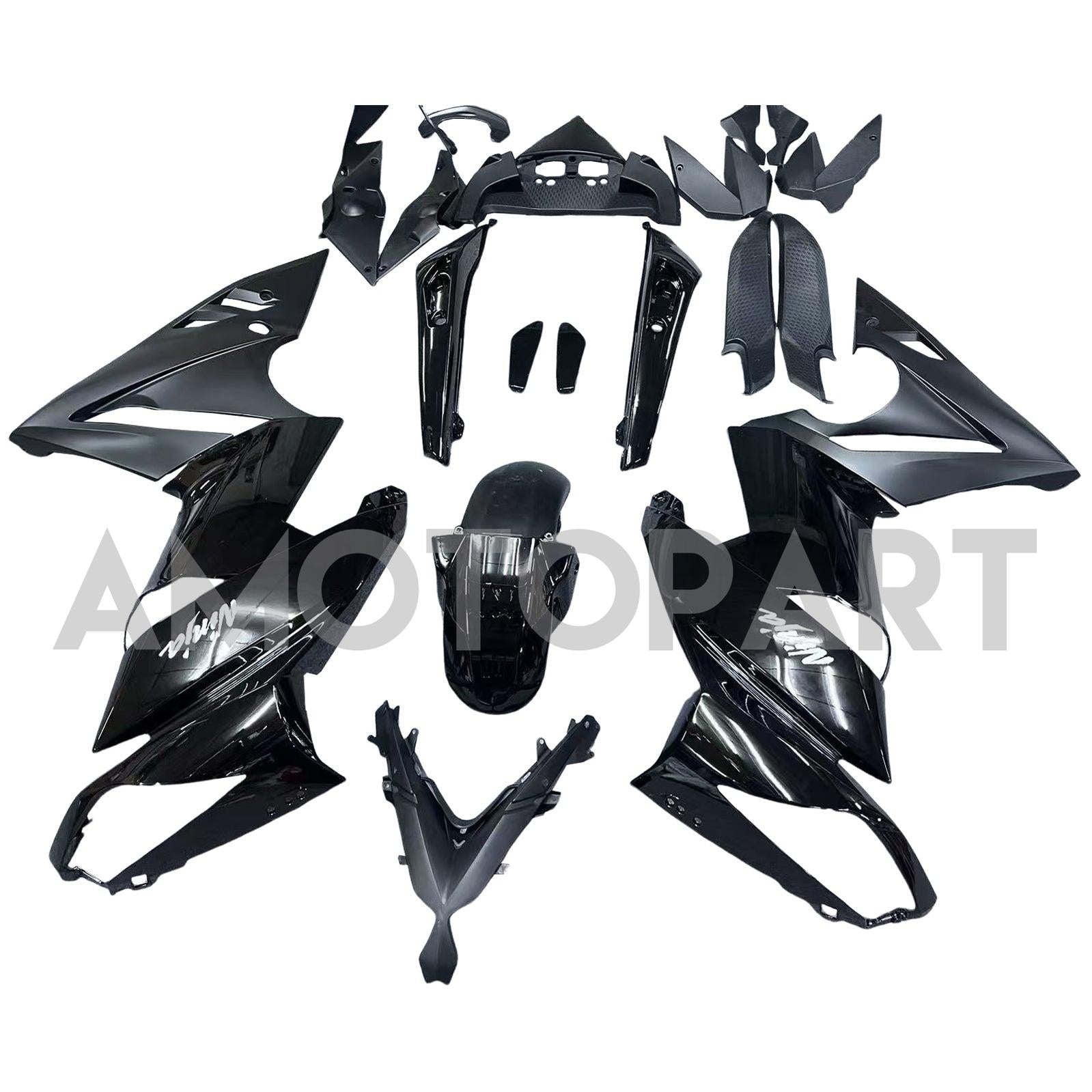 Amotopart 2009-2011 Ninja 650 ER-6F EX650 Kawasaki Black Fairing Kit