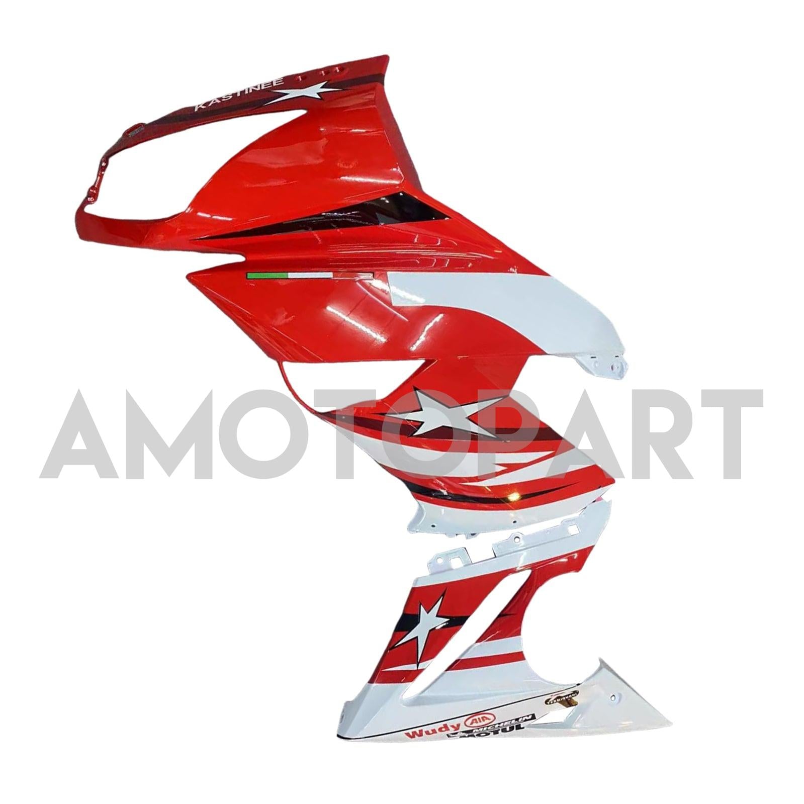 Amotopart 2009-2011 Kawasaki Ninja650 EX650 Red Black & White Star Fairing Kit