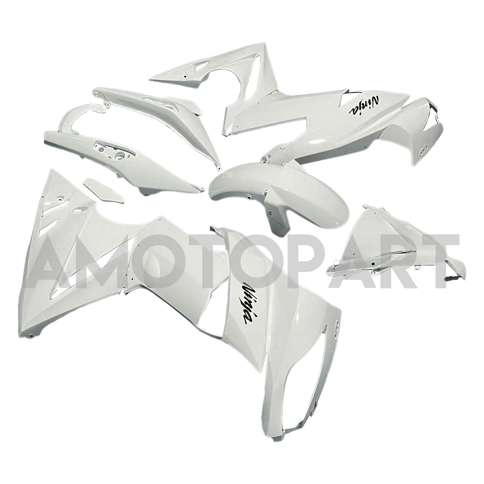 Amotopart 2009-2011 Kawasaki Ninja650 EX650 White & Black Fairing Kit