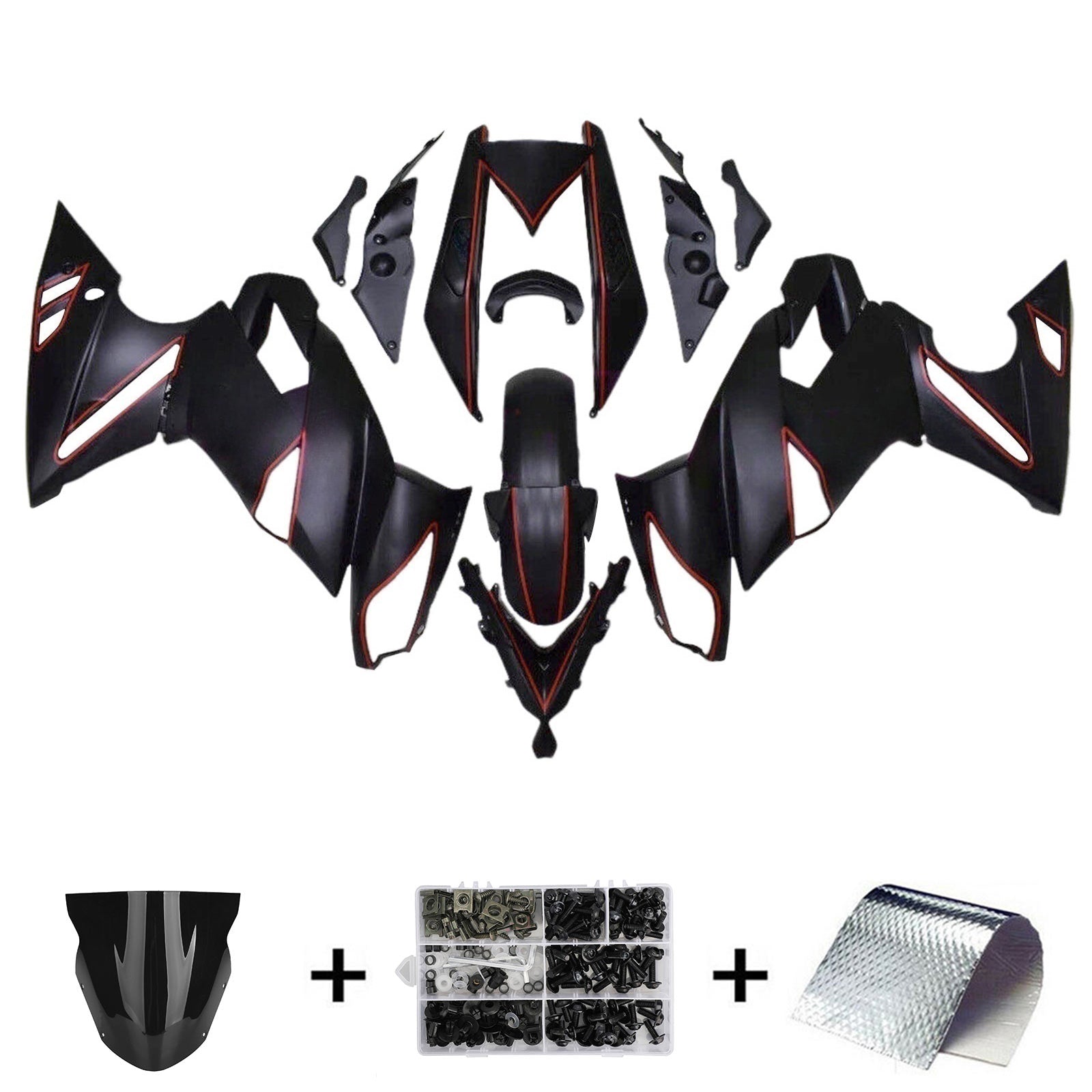 Amotopart 09-11 Kawasaki Ninja650 EX650 Matte Black Fairing Kit