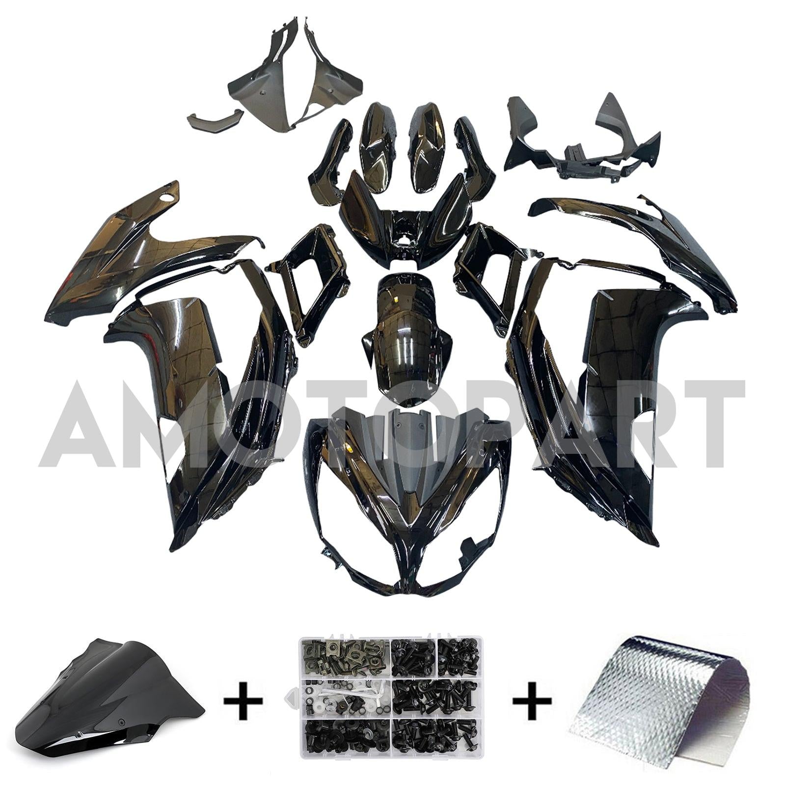 Amotopart 2012-2016 Kawasaki Ninja 650 Black Fairing Kit