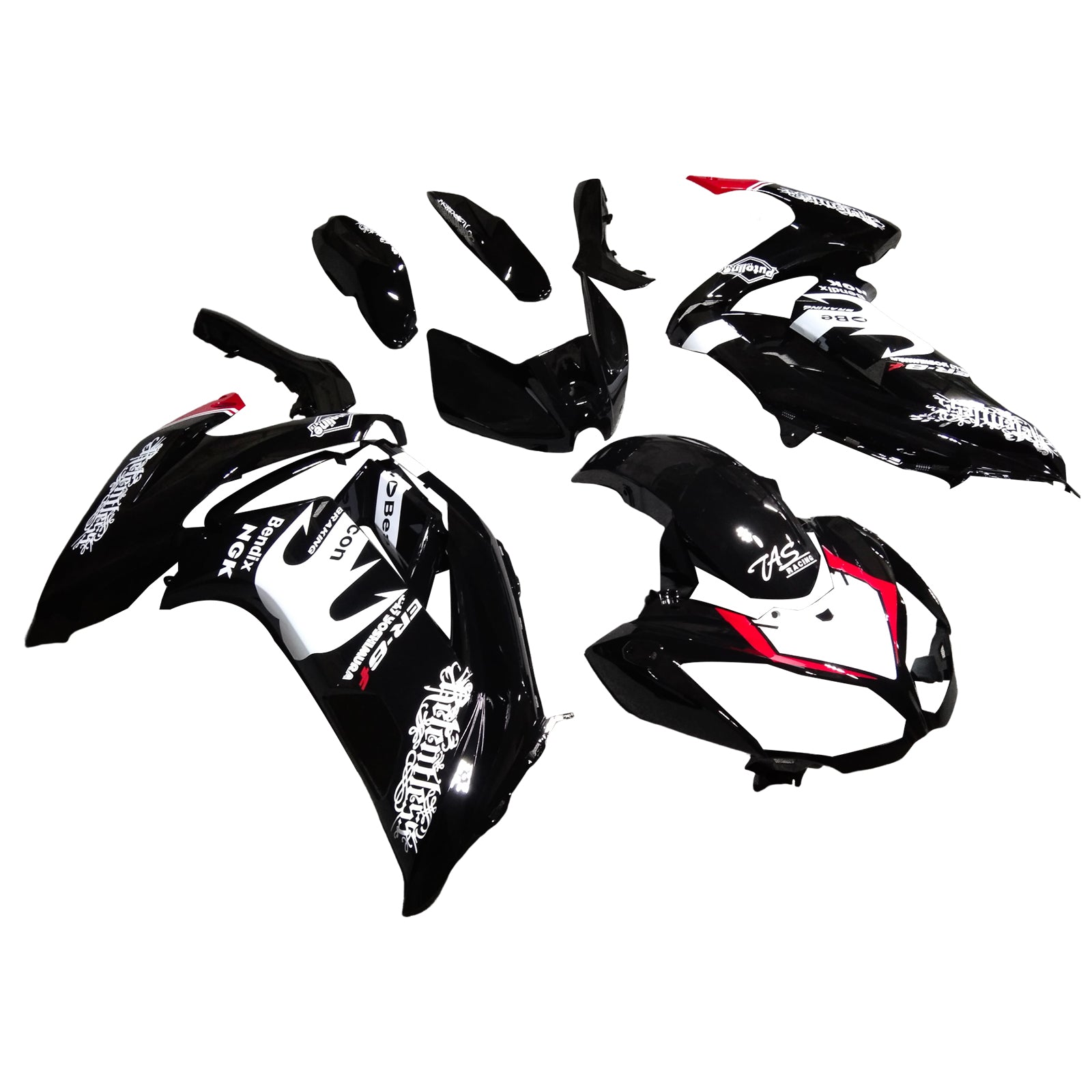 Amotopart 2012-2016 Kawasaki Ninja 650 Black White Fairing Kit