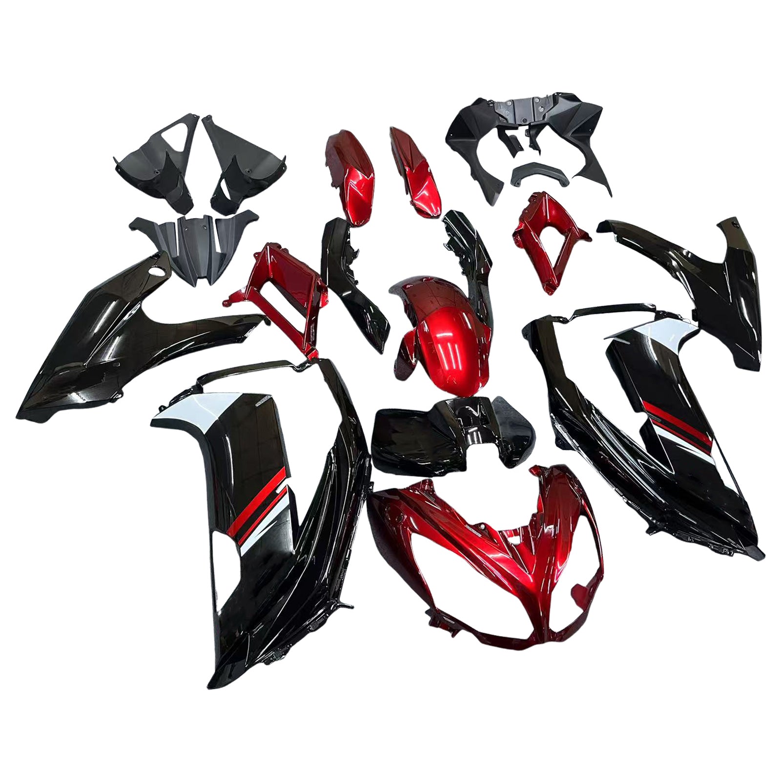 Amotopart 2012-2016 Kawasaki Ninja 650 Bright Red Black Fairing Kit
