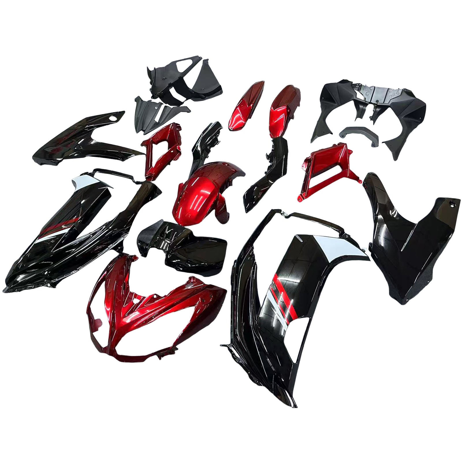 Amotopart 2012-2016 Kawasaki Ninja 650 Bright Red Black Fairing Kit