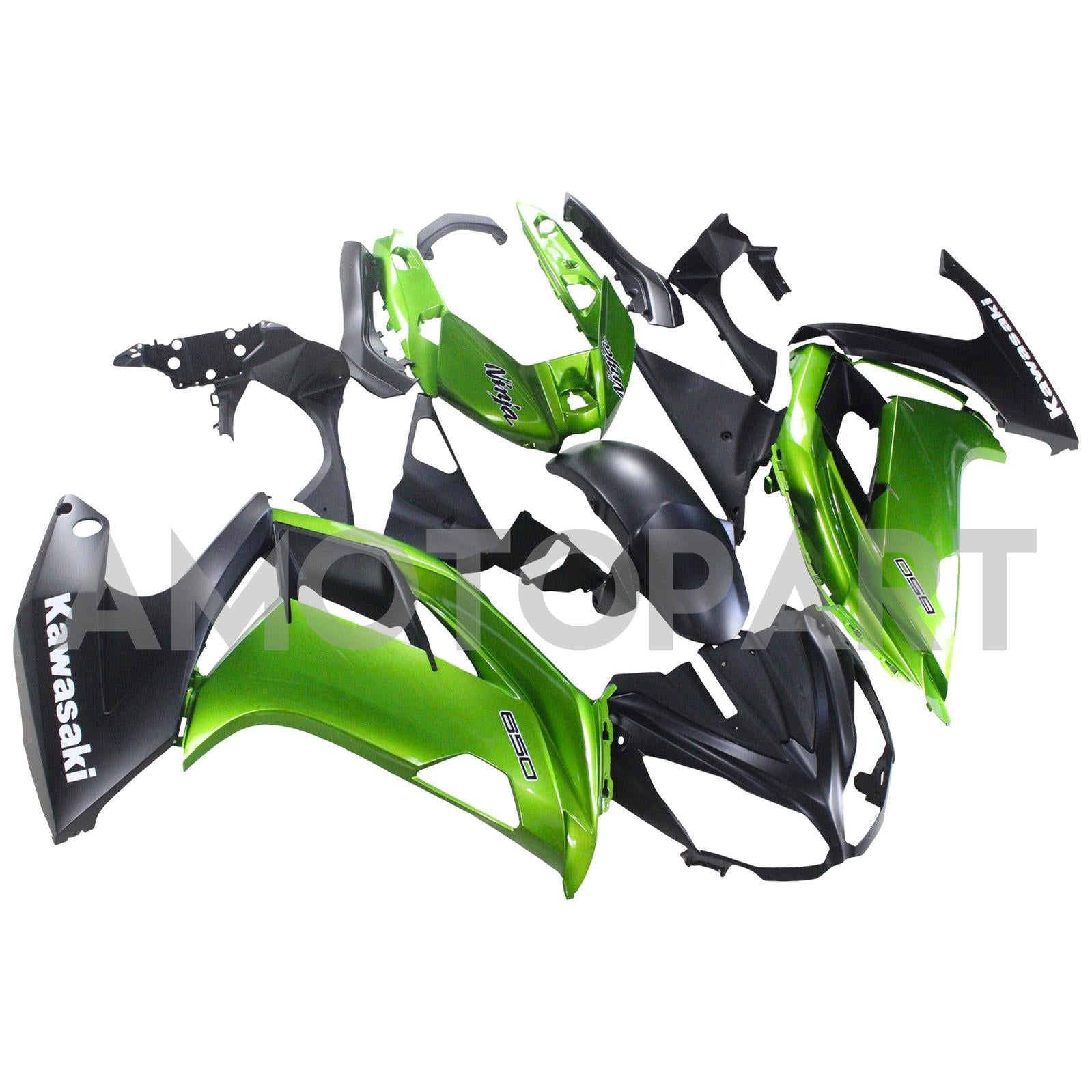 Amotopart 2012-2016 Kawasaki Ninja 650 Kit de carenado verde Style3