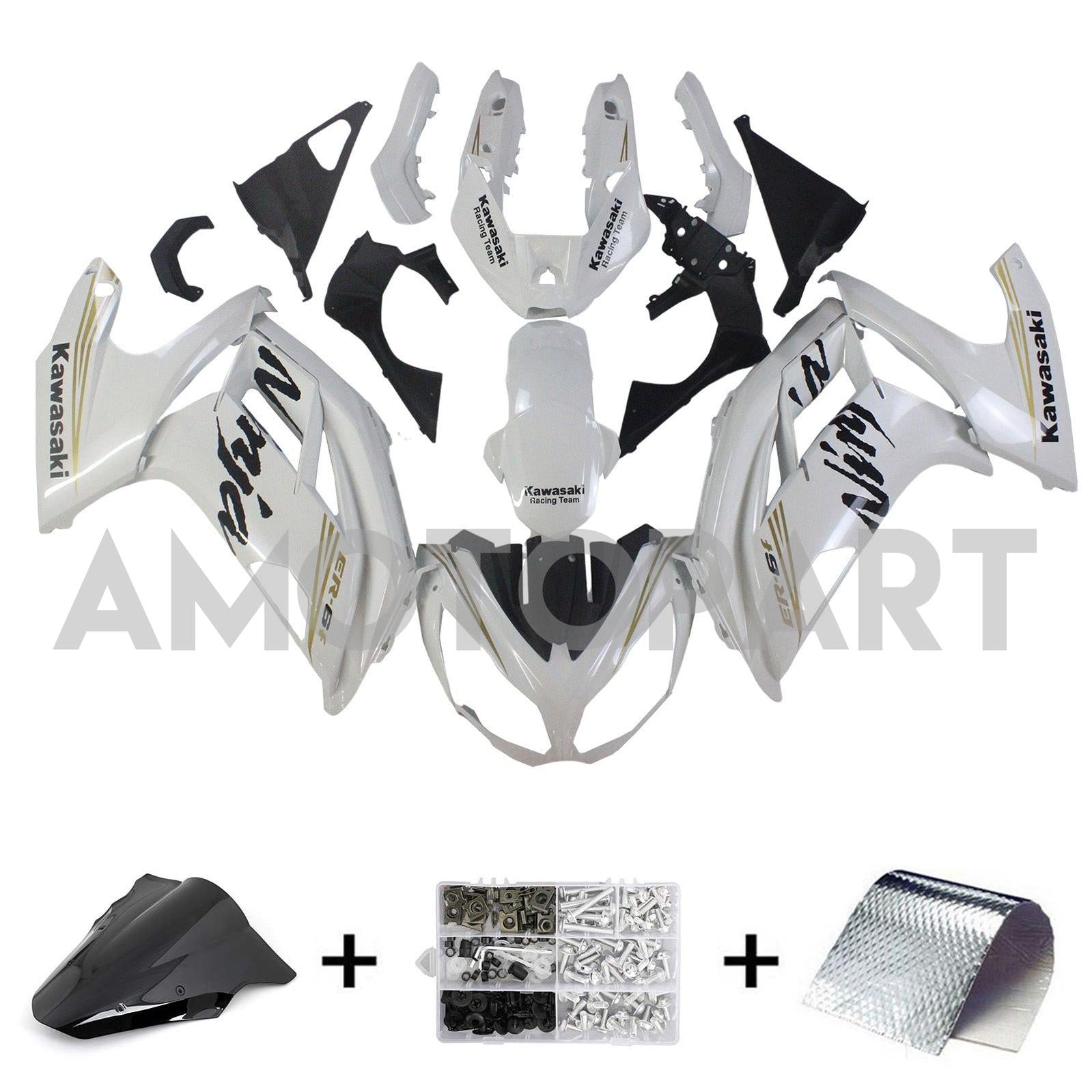 Amotopart 2012-2016 Kawasaki Ninja 650 White Fairing Kit