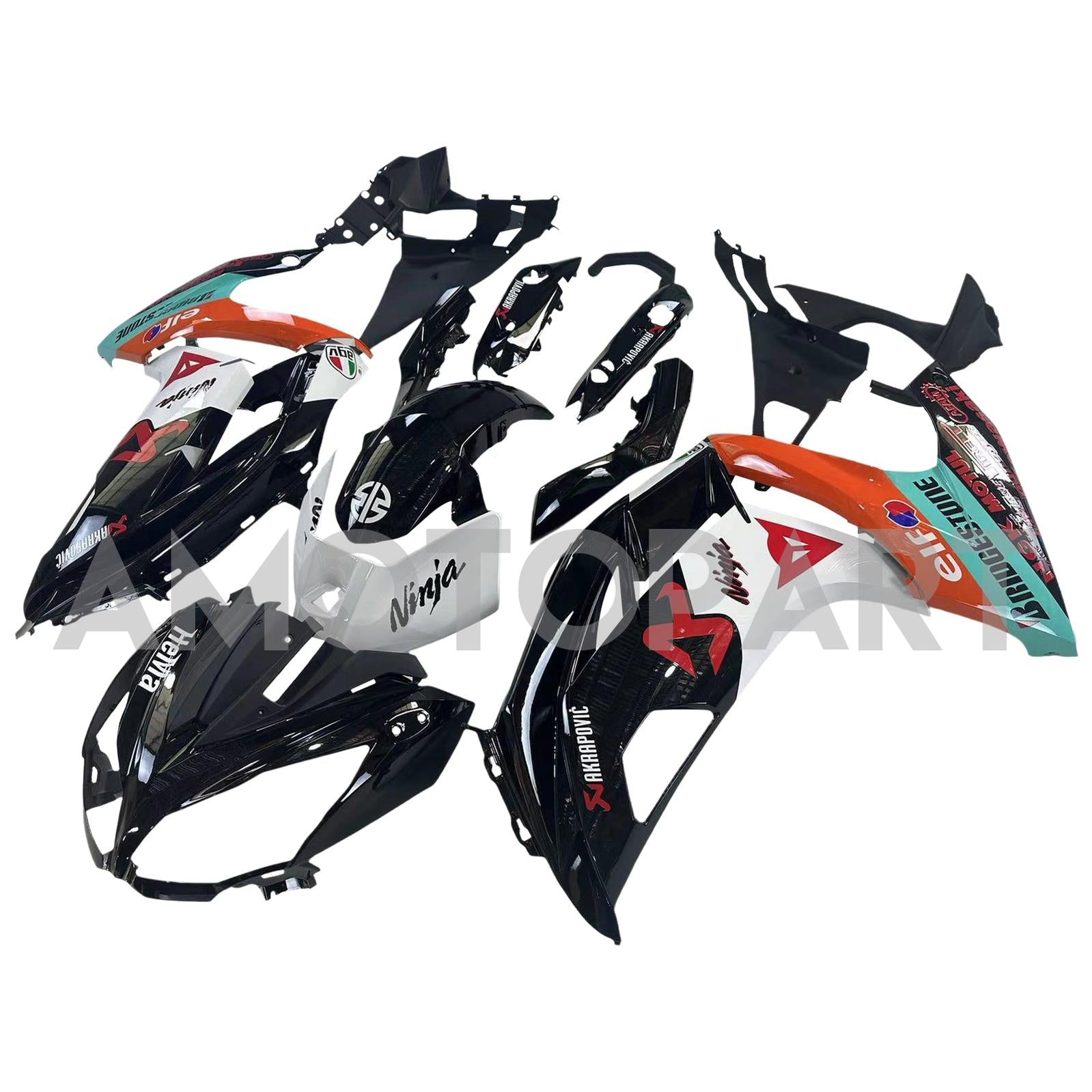 Amotopart 2012-2016 Kawasaki Ninja 650 Black White Orange Fairing Kit