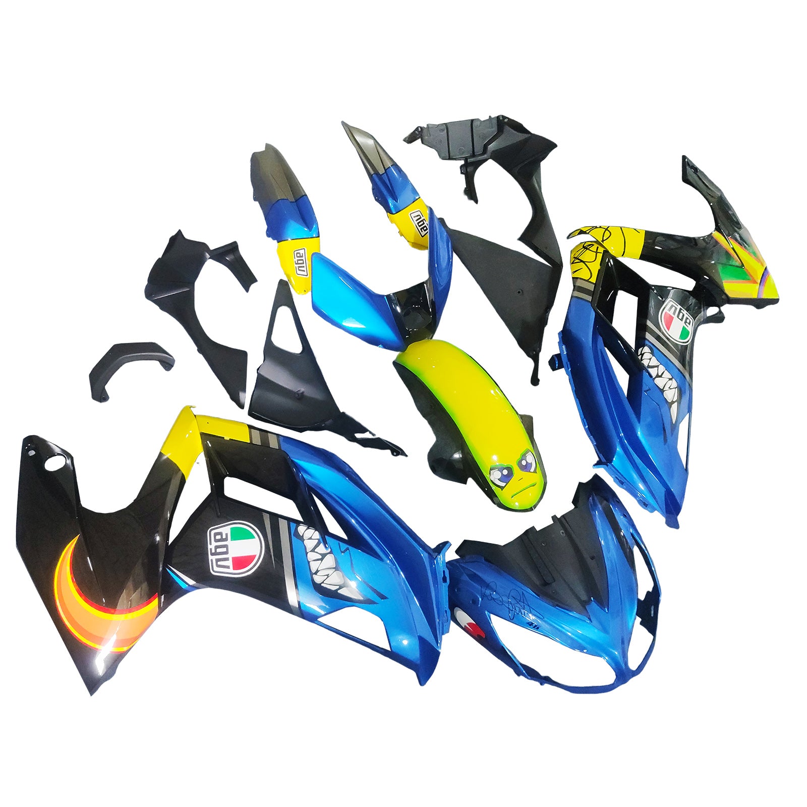Amotopart 2012-2016 Kawasaki ER6F/Ninja650 Kit de carenado azul negro
