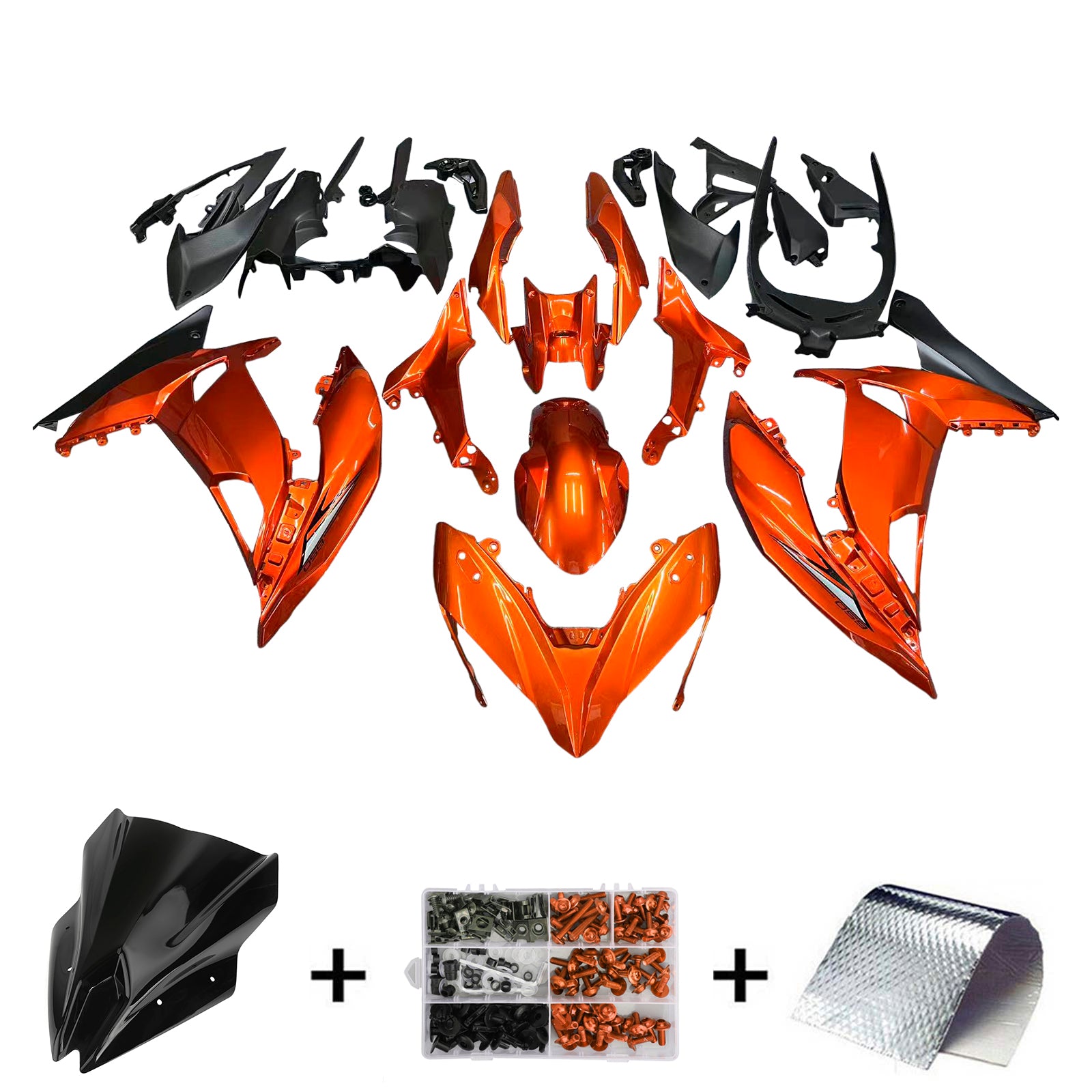 Amotopart Kawasaki ER6F/Ninja650R 2017-2019 Gloss Dark Orange Fairing Kit