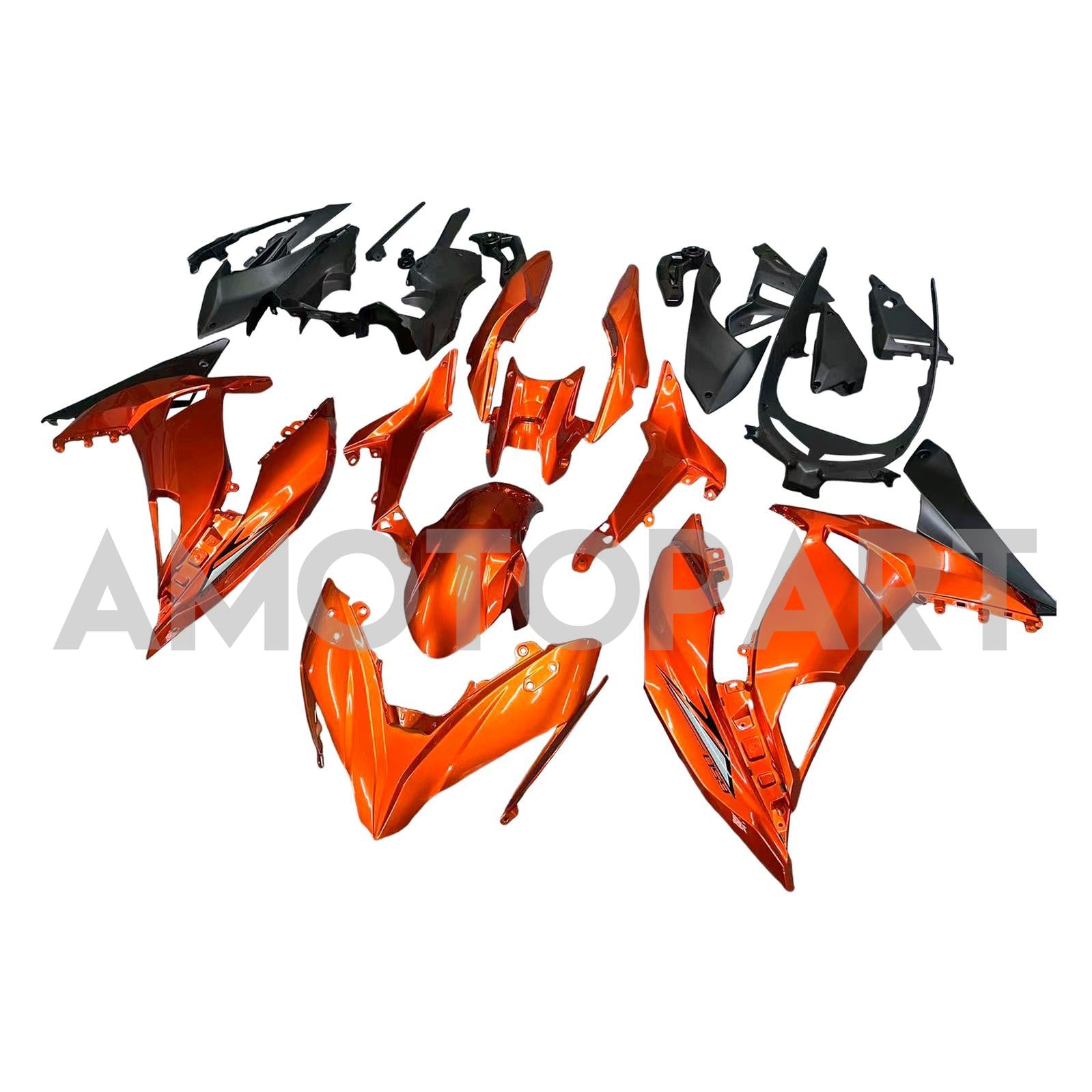 Amotopart Kawasaki ER6F/Ninja650R 2017-2019 Kit de carenado naranja oscuro brillante
