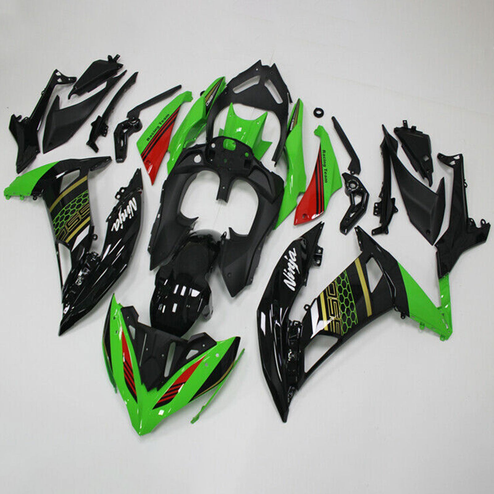 Amotopart Kawasaki ER6F/Ninja650R 2017-2019 Green & Black Fairing Kit
