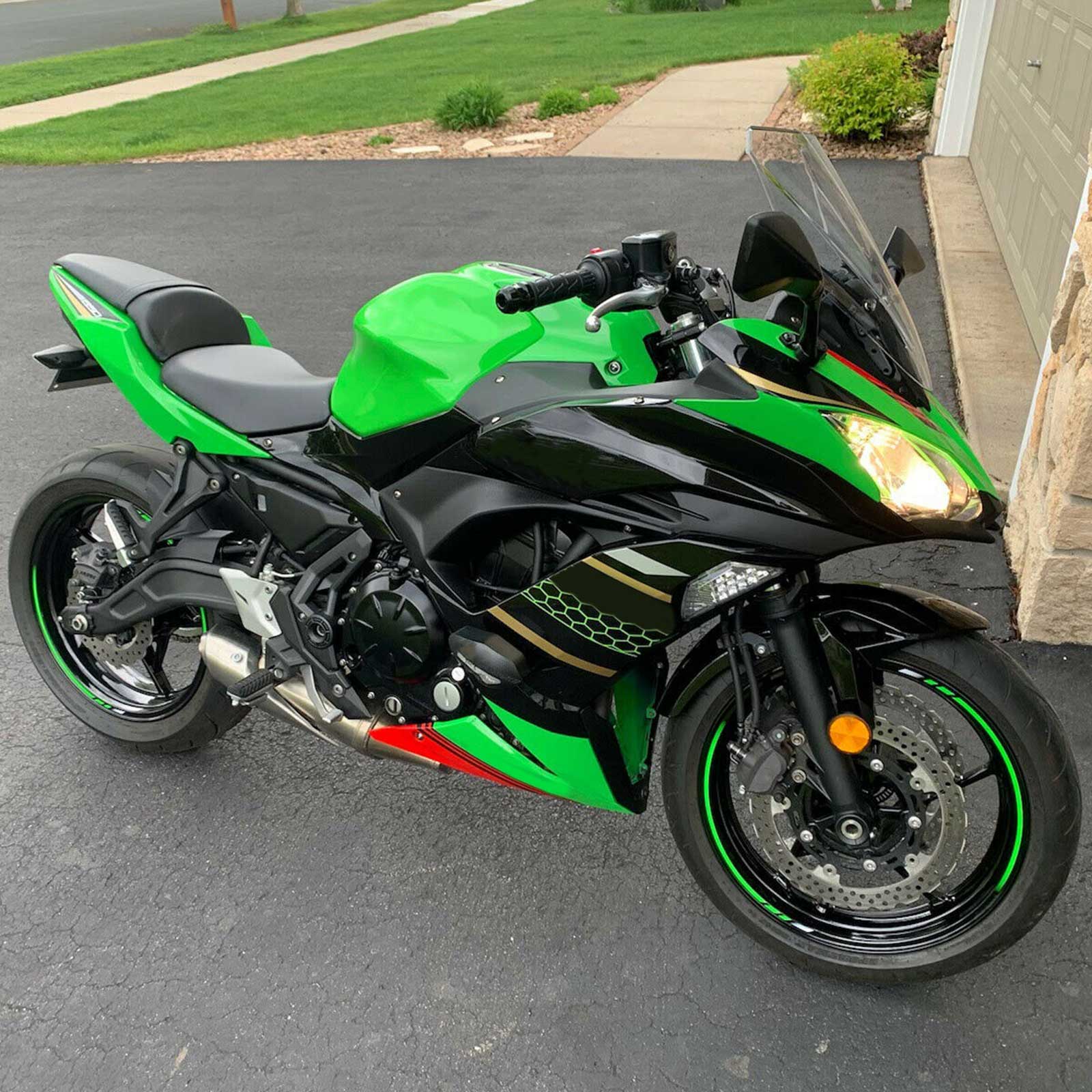 Amotopart Kawasaki ER6F/Ninja650R 2017-2019 Green & Black Fairing Kit