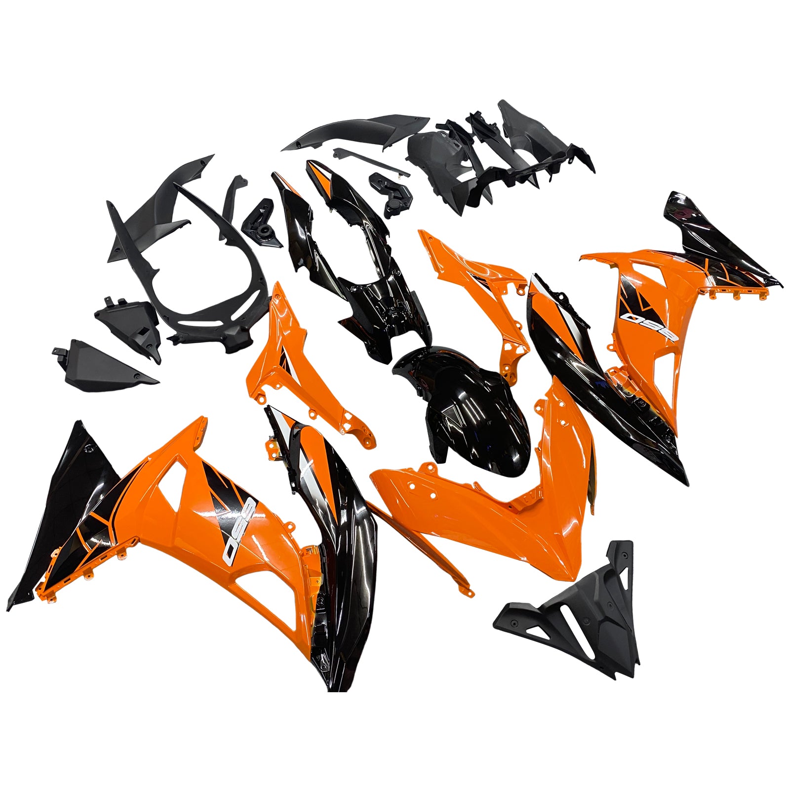 Amotopart Kawasaki ER6F/Ninja650R 2017-2019 Orange&Kit de carénage noir