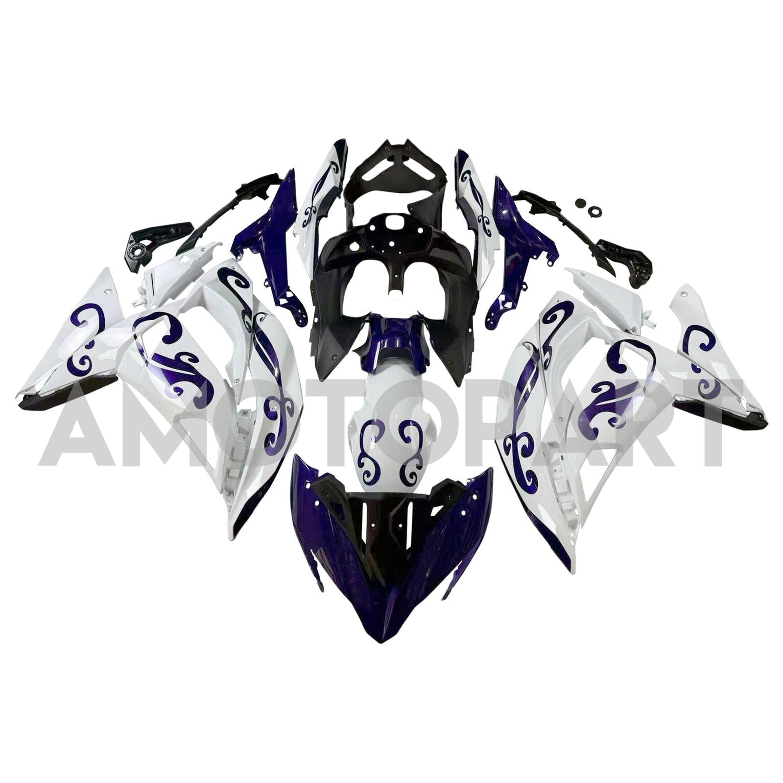 AMOTOPART KAWASAKI ER6F/NINJA650R 2017-2019 WIT & BLAUWE Fairing Kit