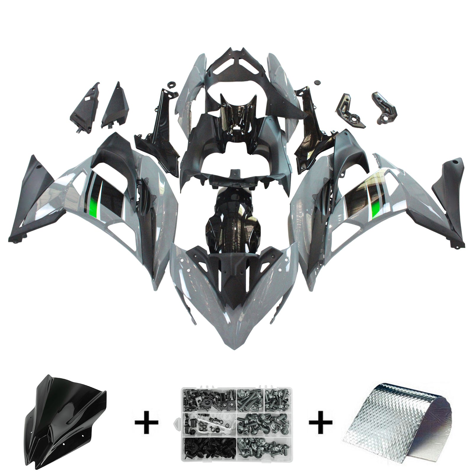 Kit de carenado Amotopart Kawasaki ER6F/Ninja650R 2017-2019 gris