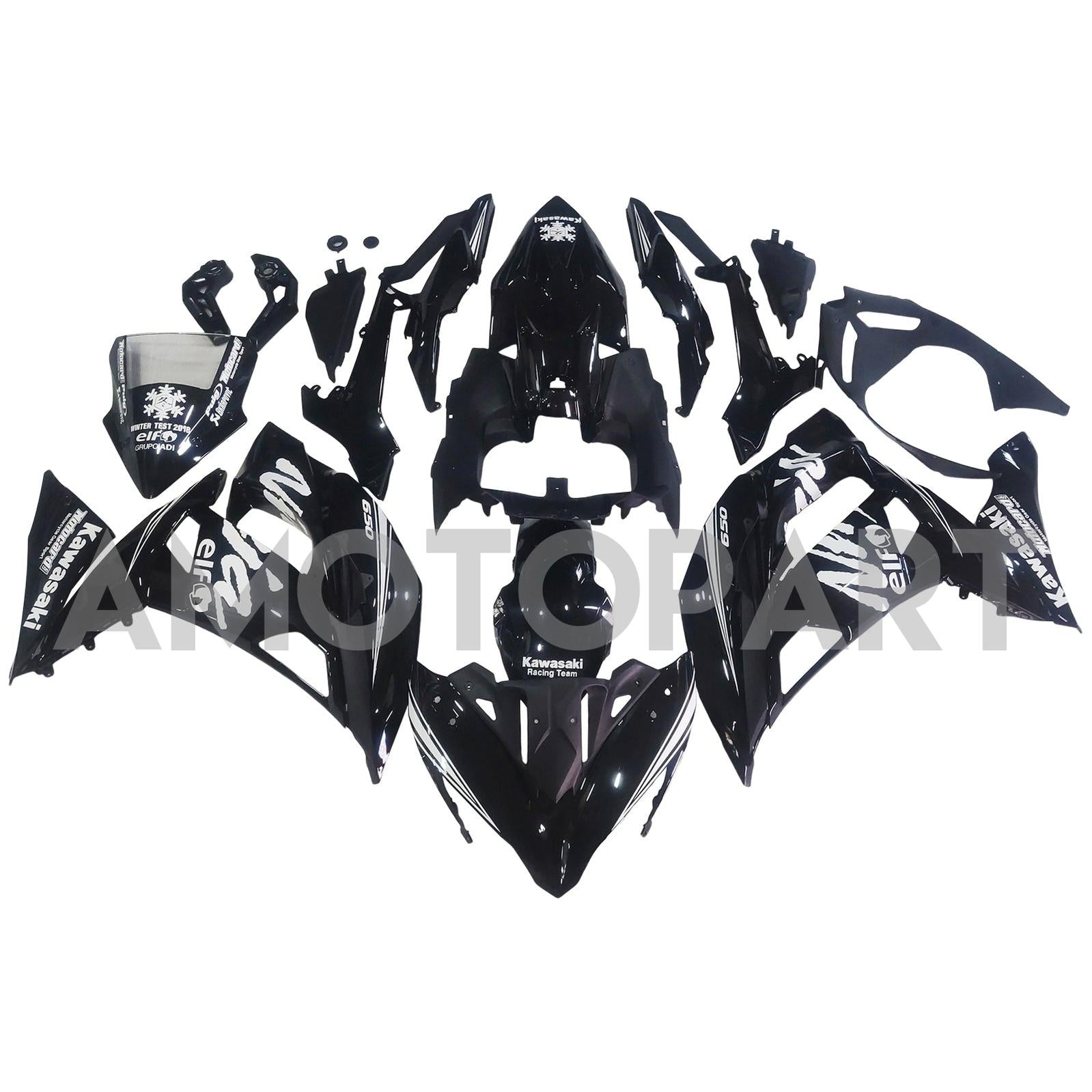 Amotopart 2017-2019 Kawasaki ER6F/NINJA 650R Black Style 1 Fairing Kit