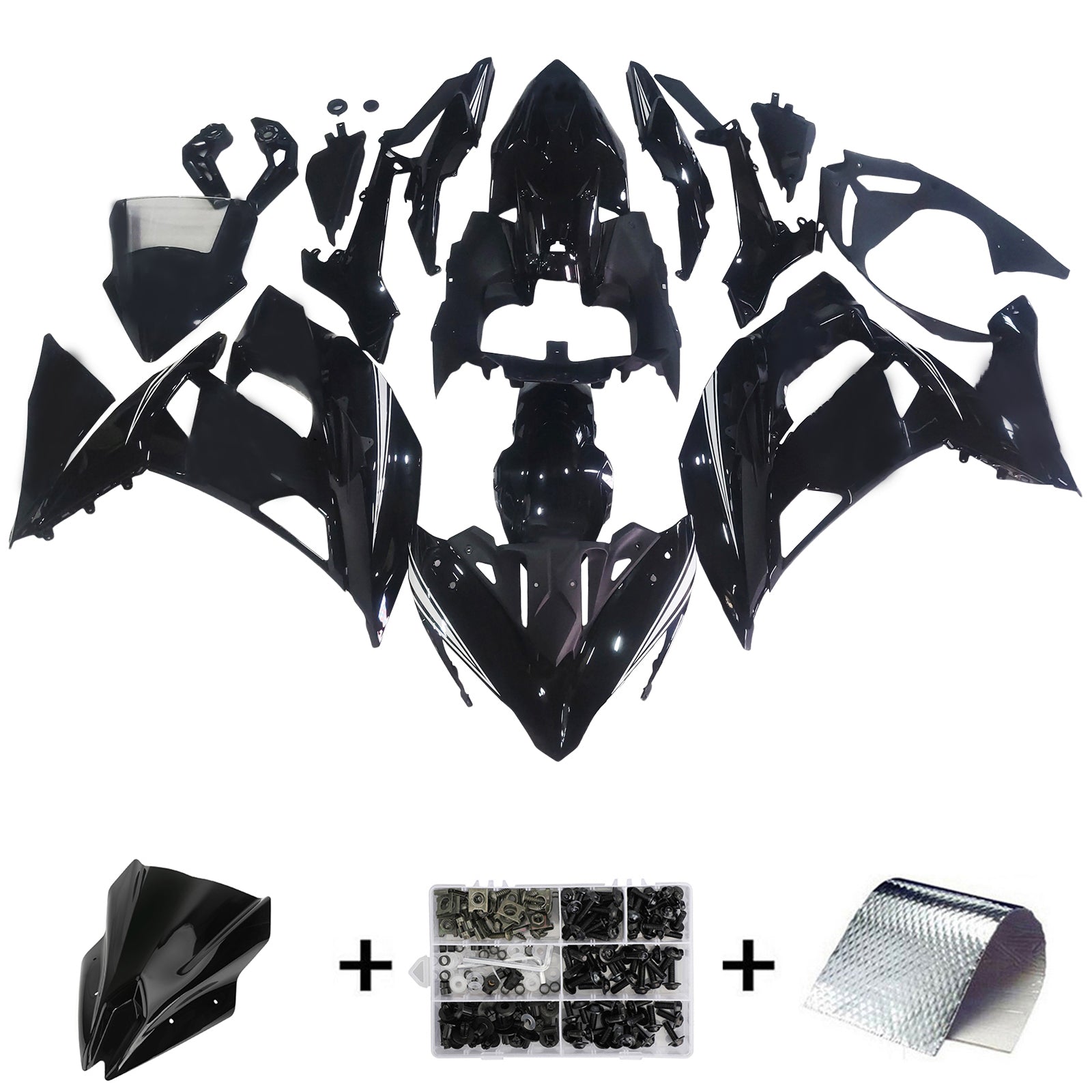 Amotopart 2017-2019 Kawasaki ER6F/Ninja650R Black Style1 Fairing Kit