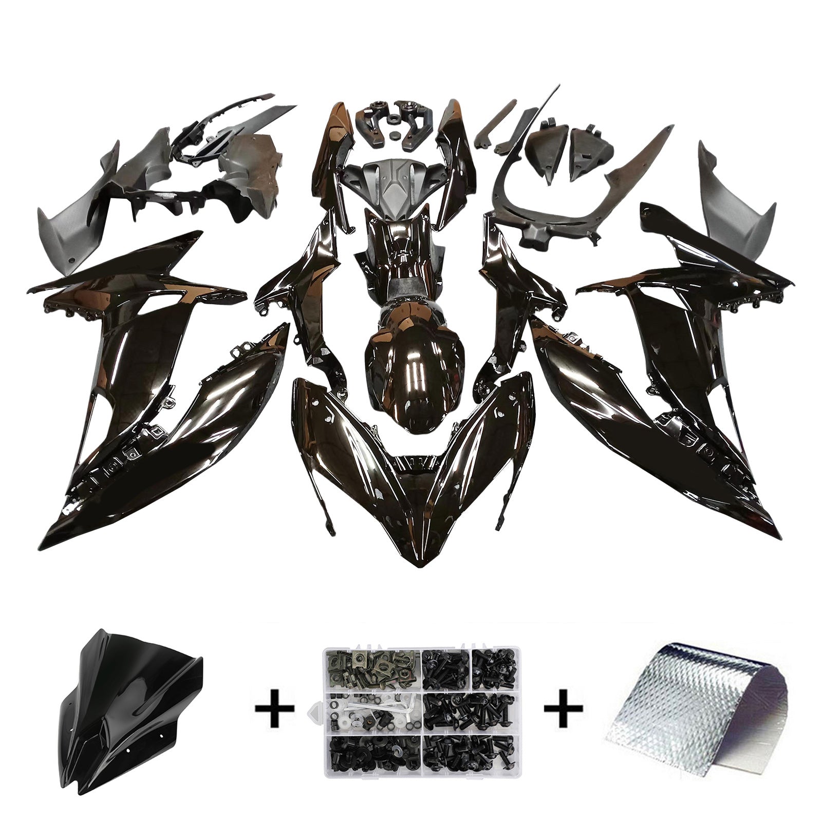 Amotopart 2017-2019 Kawasaki ER6F/Ninja650R Black Style2 Fairing Kit