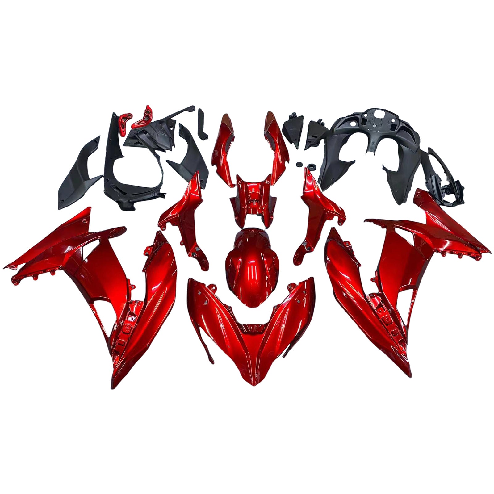 Amotopart 2017–2019 Kawasaki ER6F/Ninja650R Verkleidungsset in glänzendem Rot