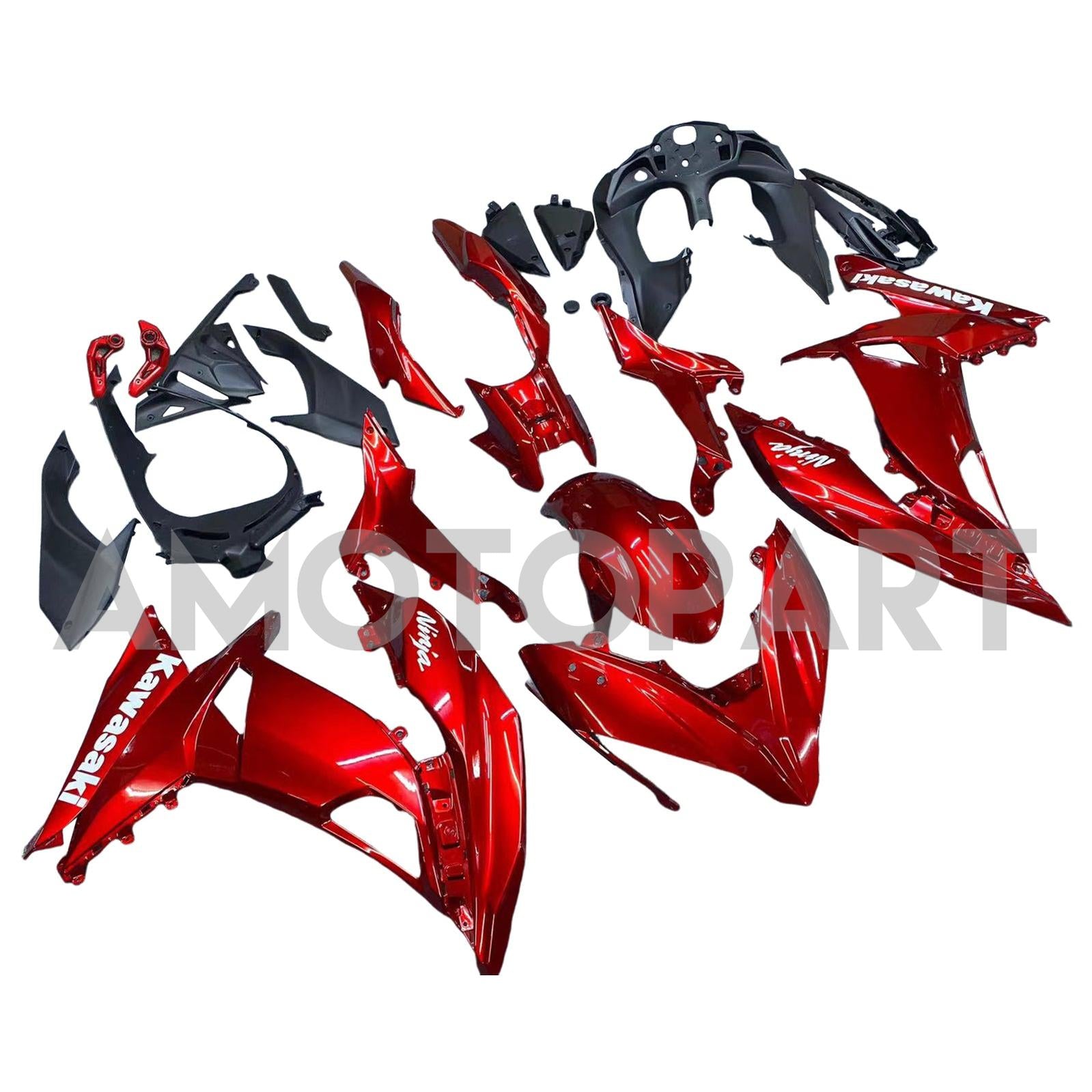 AMOTOPART 2017-2019 KAWASAKI ER6F/NINJA650R GLOSS RED FAIRING KIT