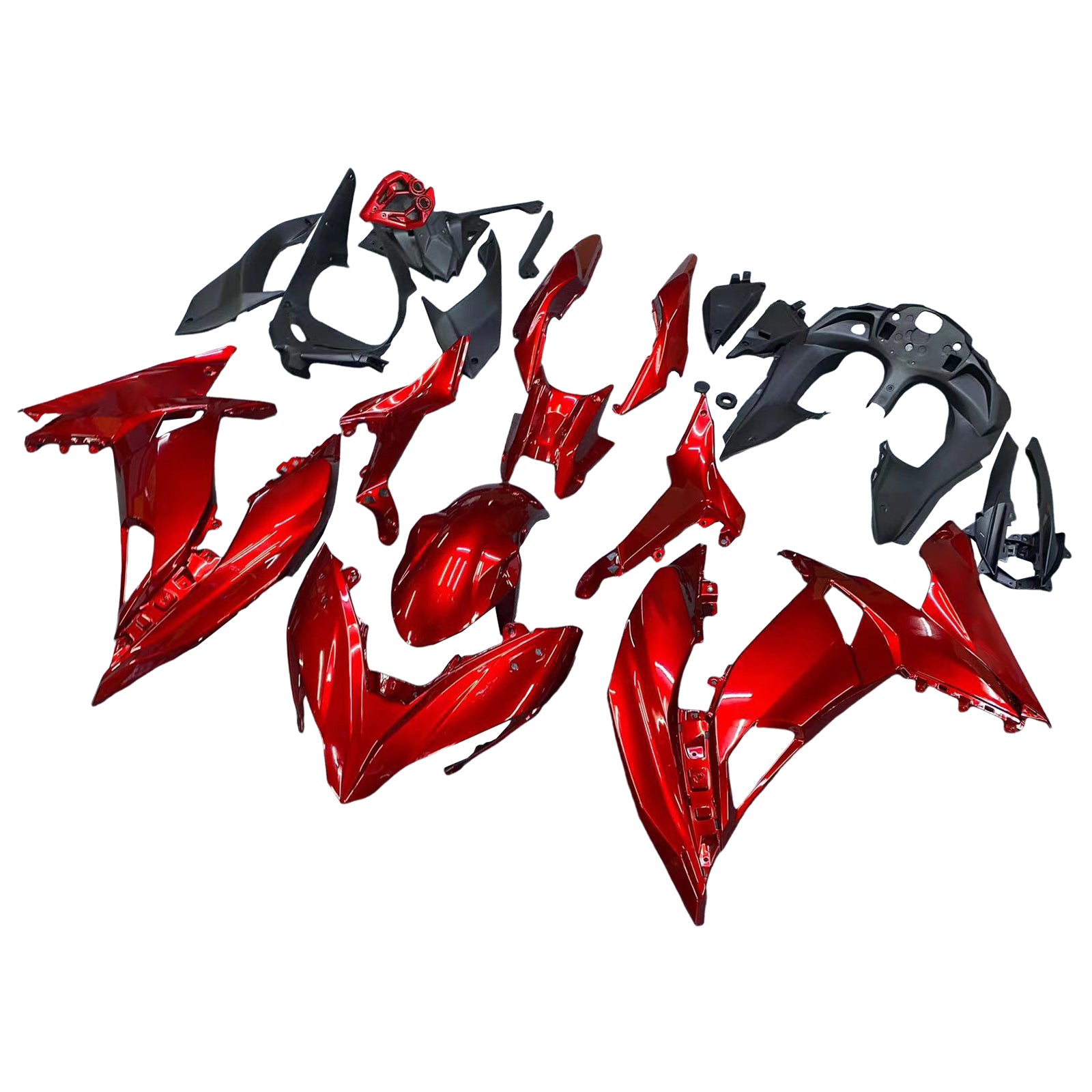 Amotopart 2017–2019 Kawasaki ER6F/Ninja650R Verkleidungsset in glänzendem Rot