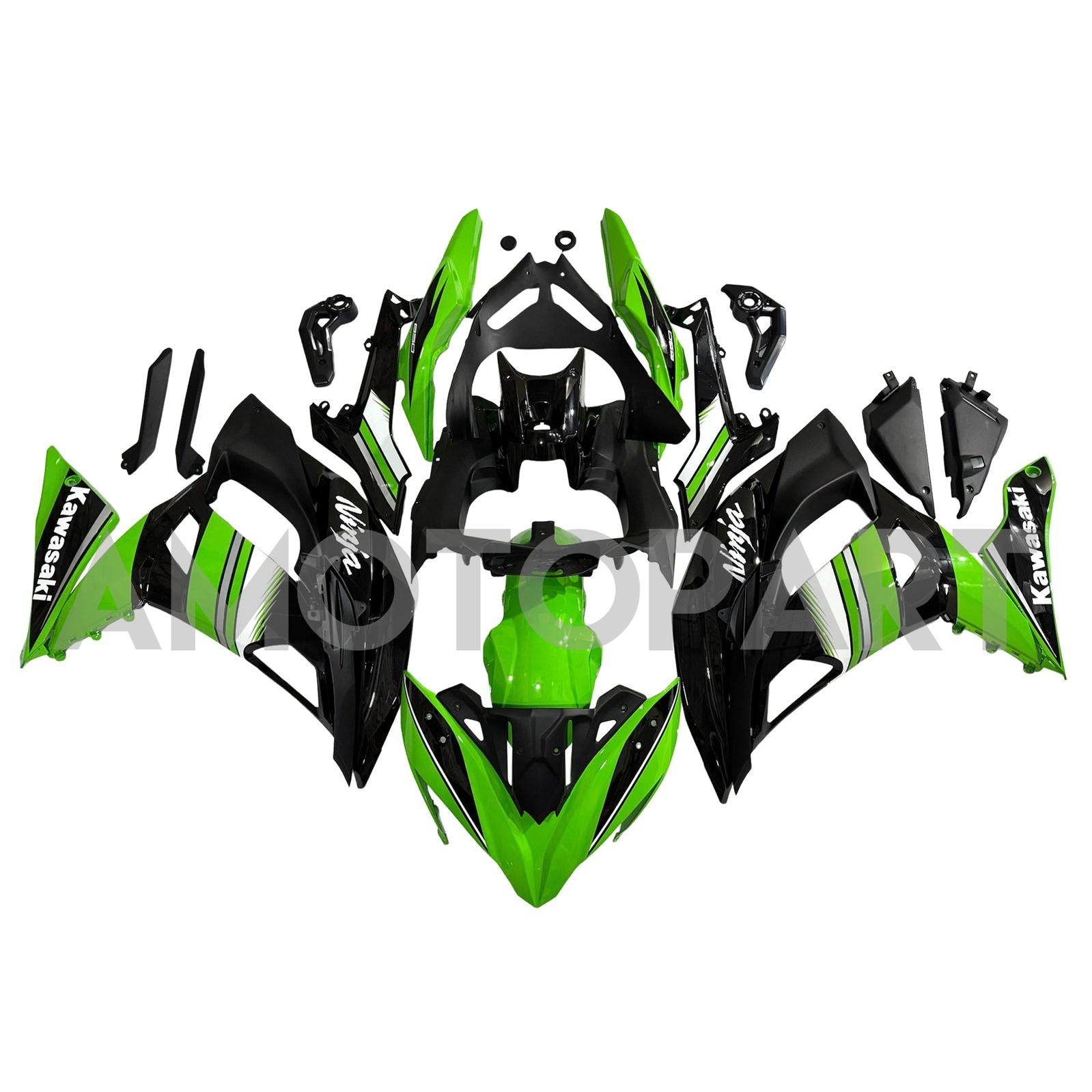 Amotopart 2017-2019 Kawasaki ER6F/Ninja 650R Kit de carenado Style2 negro y verde