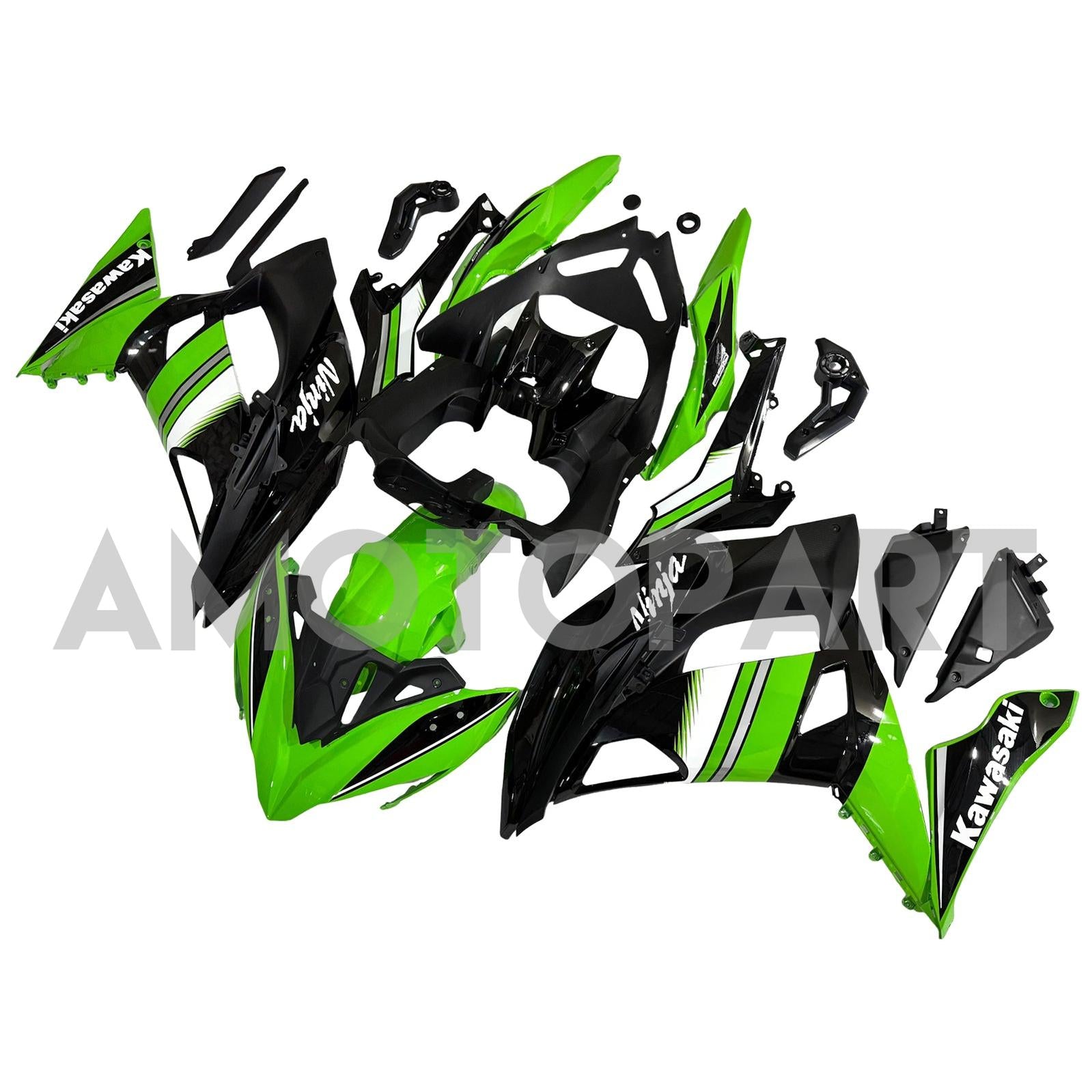 Amotopart 2017-2019 Kawasaki ER6F/Ninja 650R Kit de carenado Style2 negro y verde