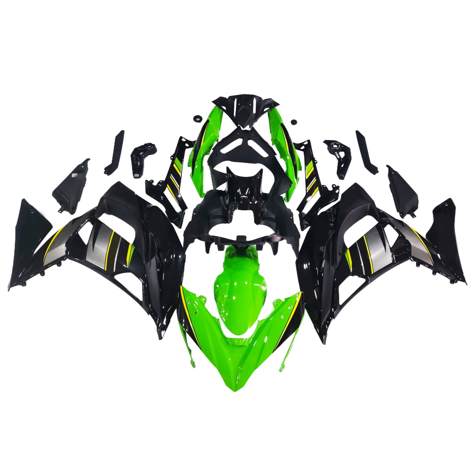 AMOTOPART 2017-2019 KAWASAKI ER6F/NINJA650R Black & Green Style1 Fairing Kit