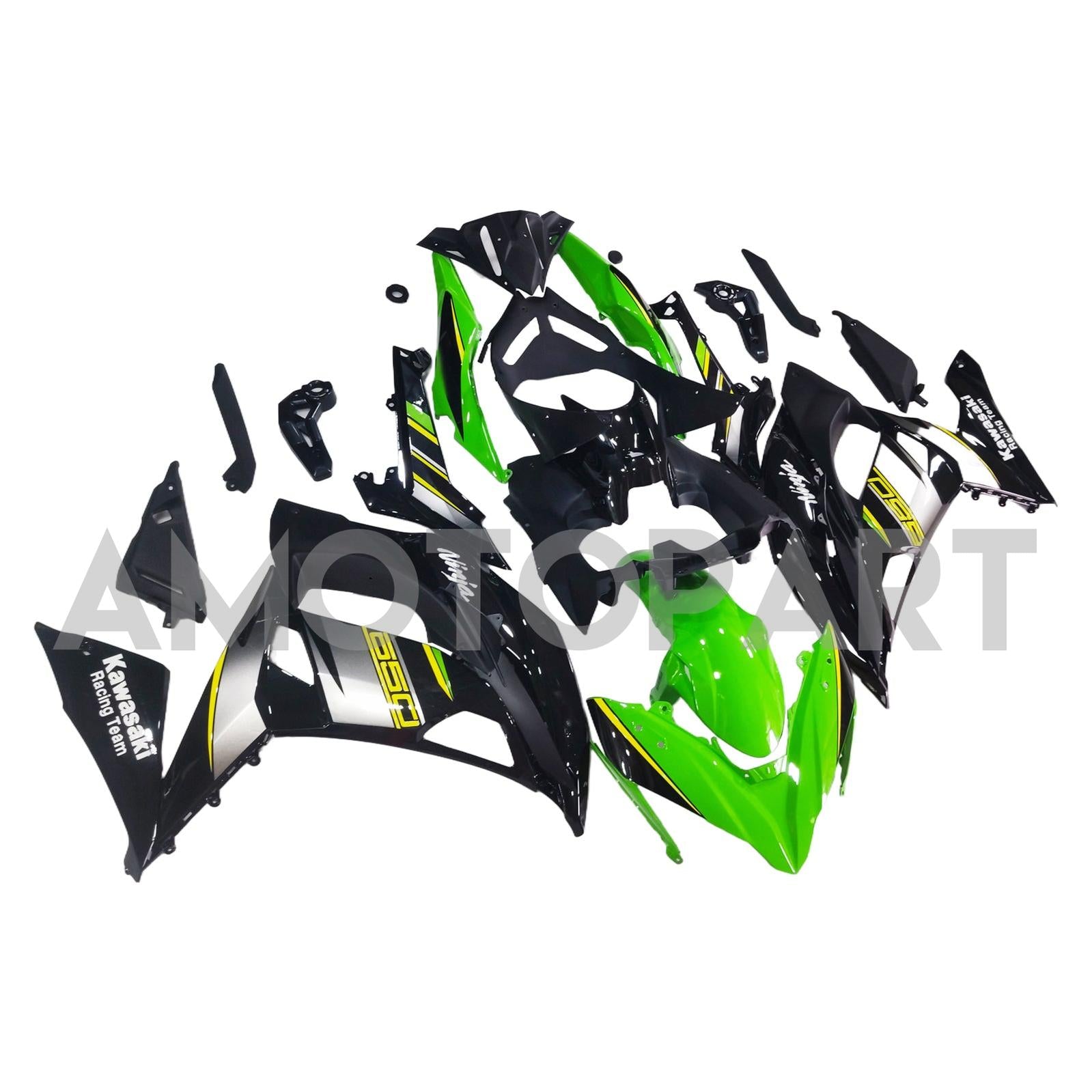 Amotopart 2017-2019 Kawasaki ER6F/Ninja650R Black&Green Style1 Fairing Kit
