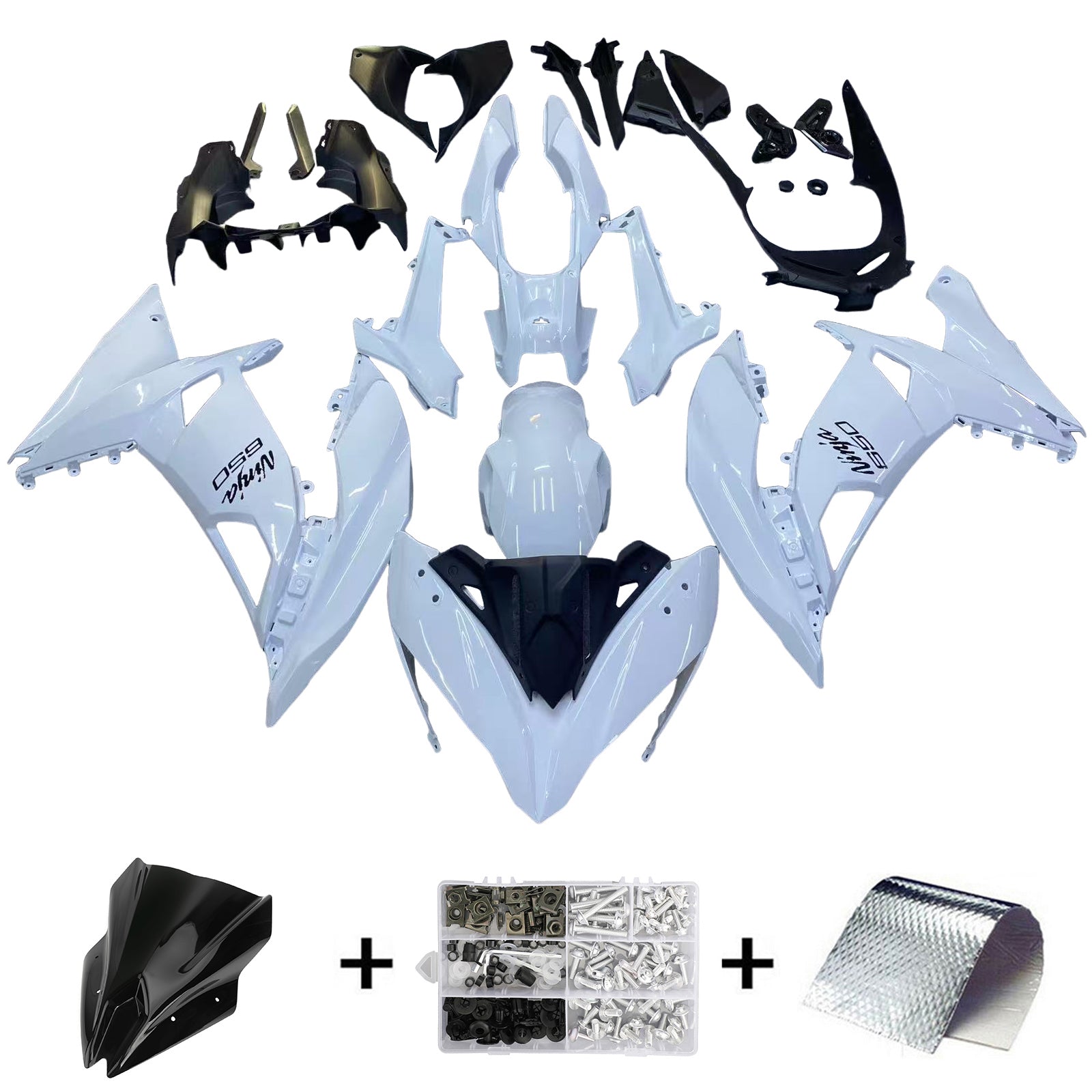 Amotopart 2017-2019 Kawasaki ER6F/Ninja650R White Fairing Kit