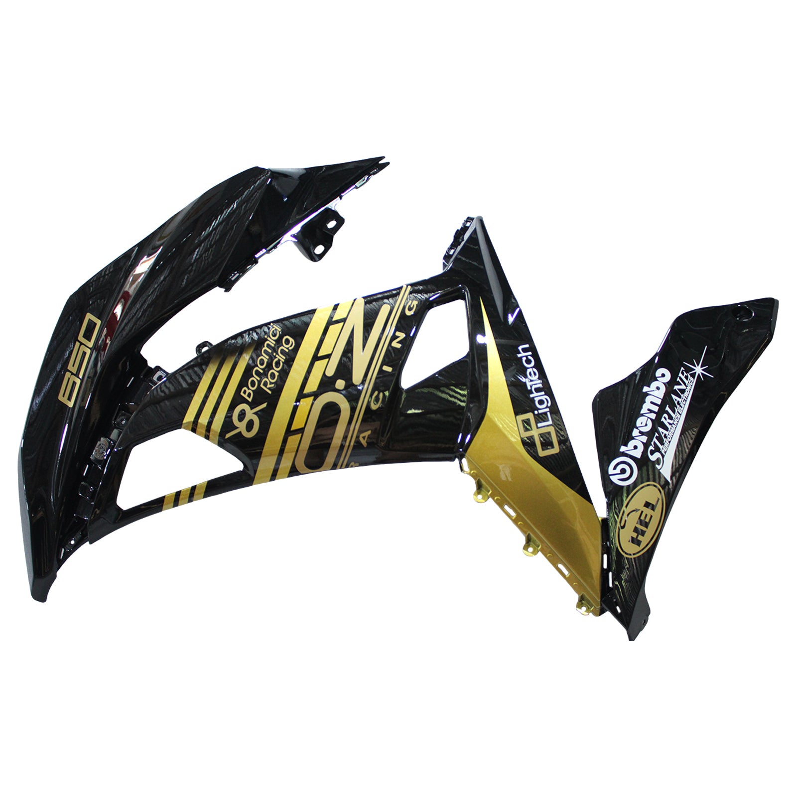 Amotopart 2017-2019 Kawasaki ER6F/Ninja650R Black Gold Fairing Kit