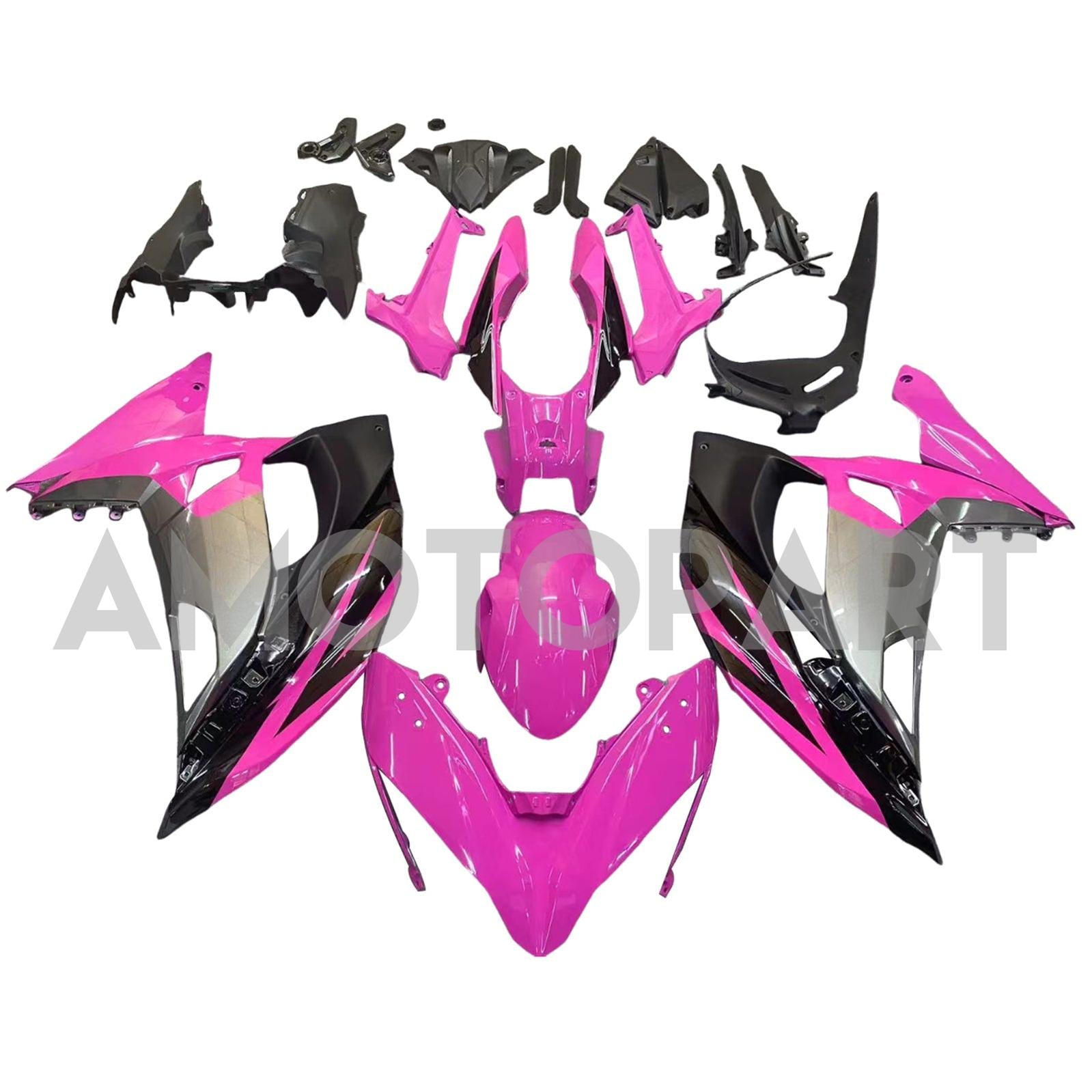 Amotopart 2017-2019 Kawasaki ER6F/Ninja 650R Kit de carenado negro rosa