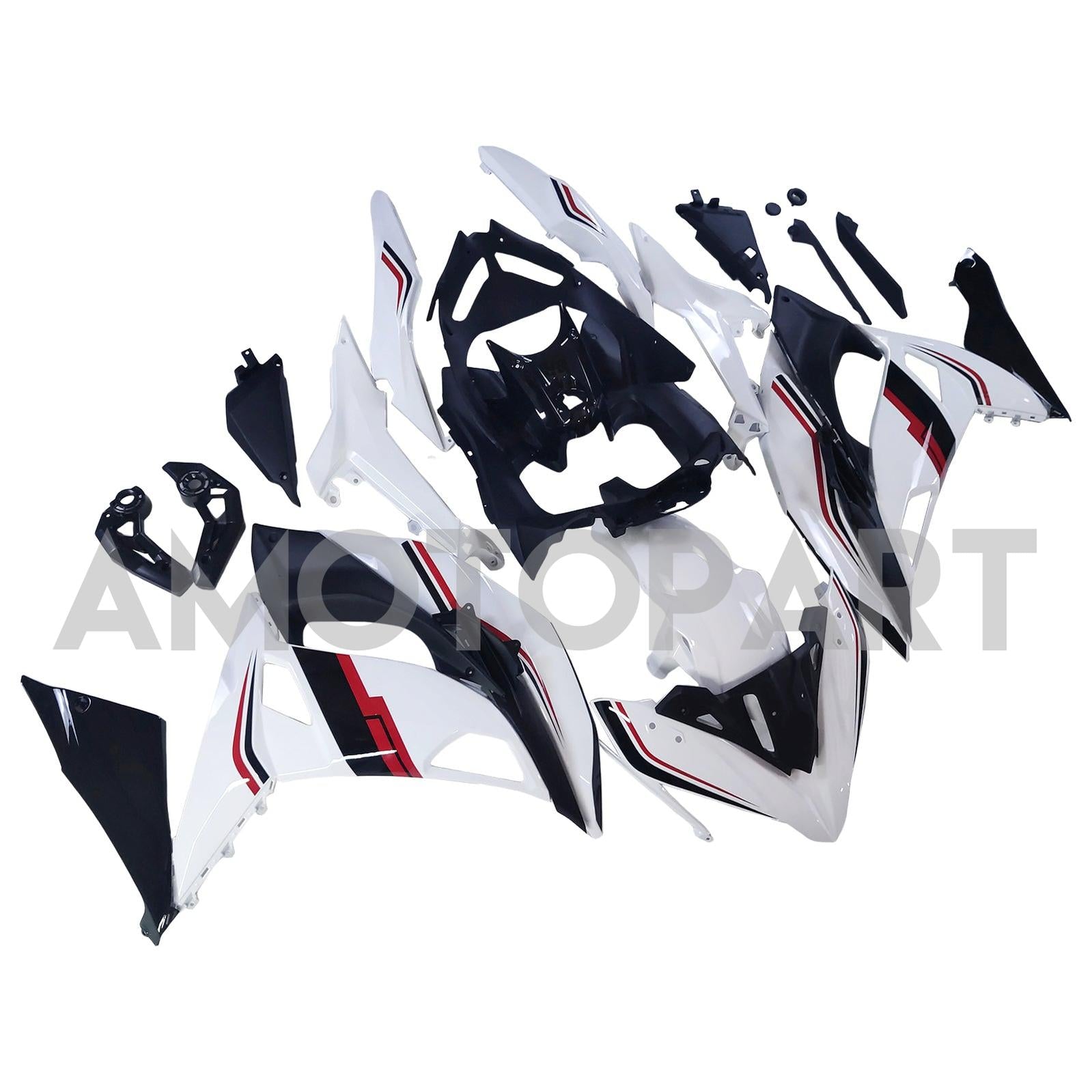 Amotopart 2017-2019 Kawasaki ER6F/Ninja650R White Black Fairing Kit