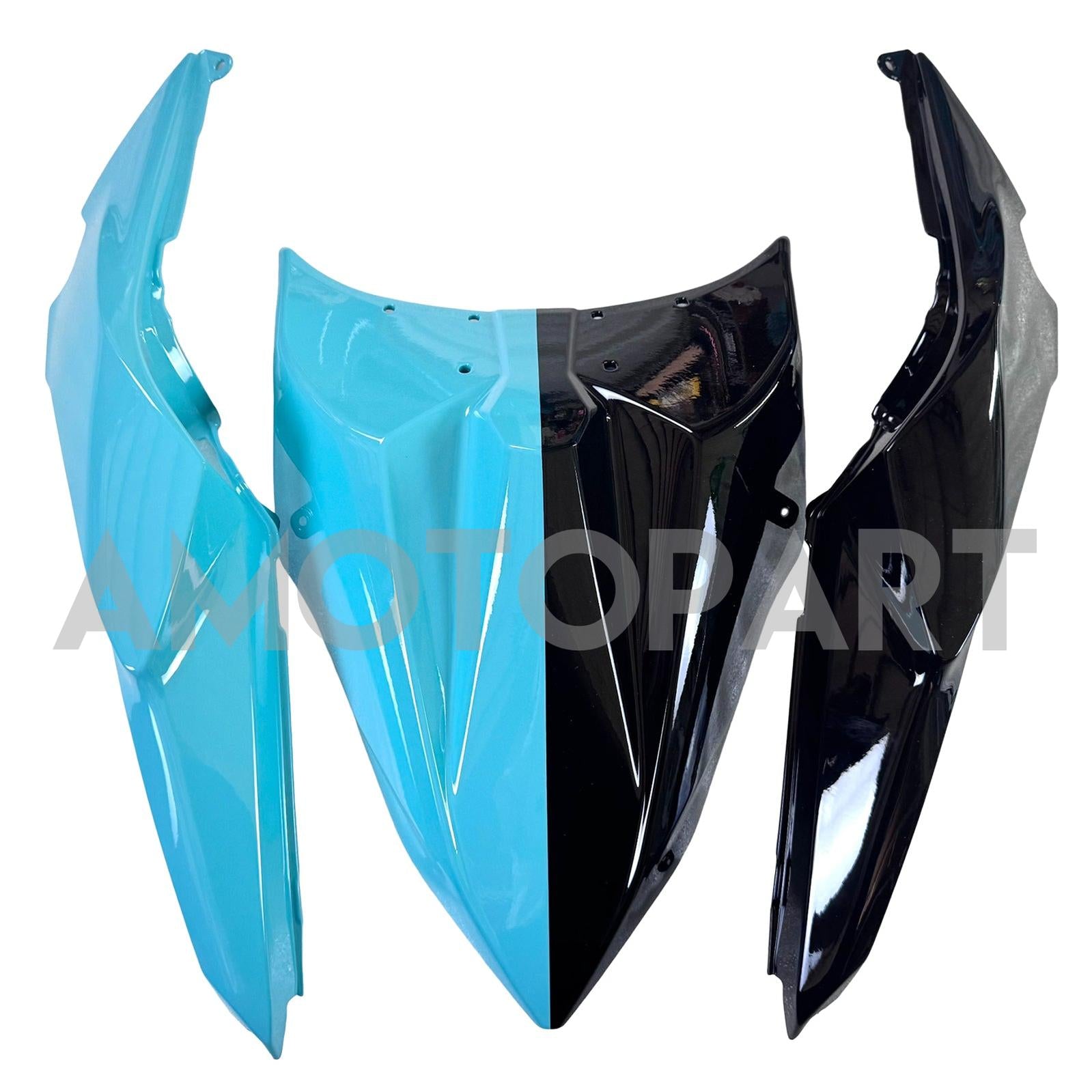 Amotopart 2017-2019 Kawasaki Ninja 650R ER6F Black Light Blue Fairing Kit