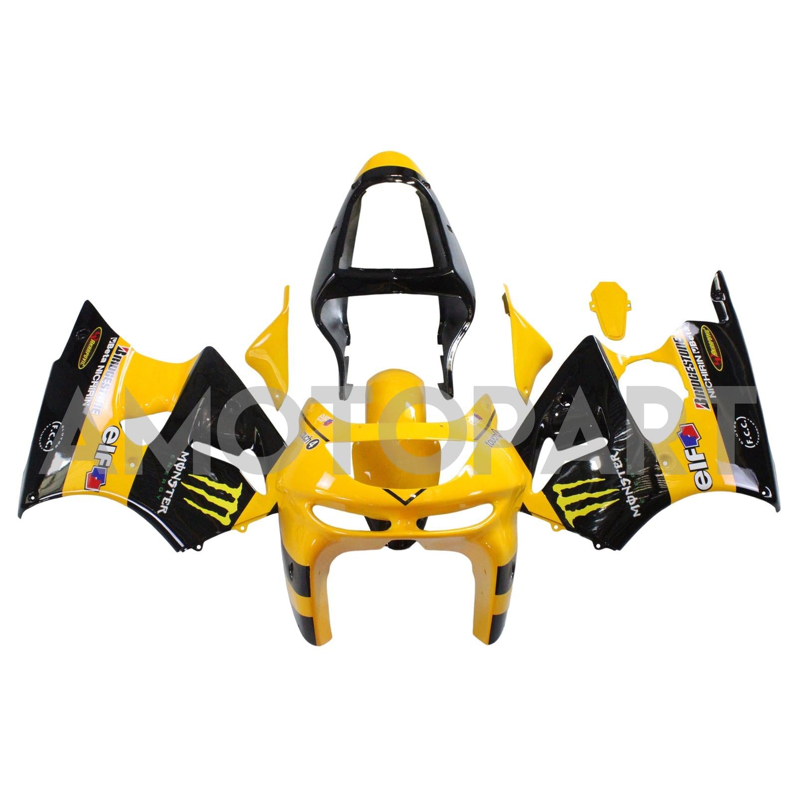 AMOTOPART KAWASAKI ZX6R 1998-1999 Yellow & Black Fairing Kit