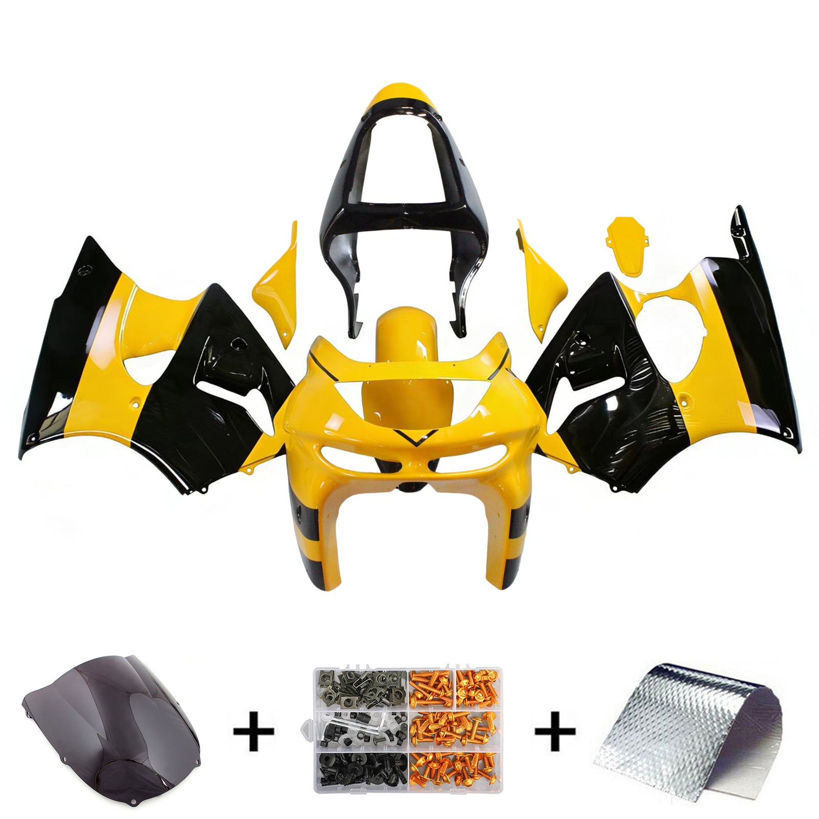 Amotopart Kawasaki ZX6R 1998-1999 Yellow&Black Fairing Kit