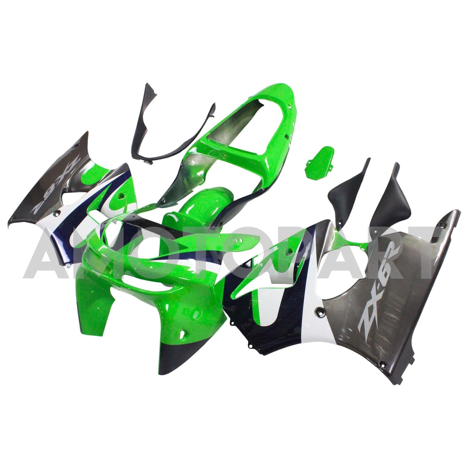 Amotopart Kawasaki ZX6R 1998-1999 Green&Black Fairing Kit