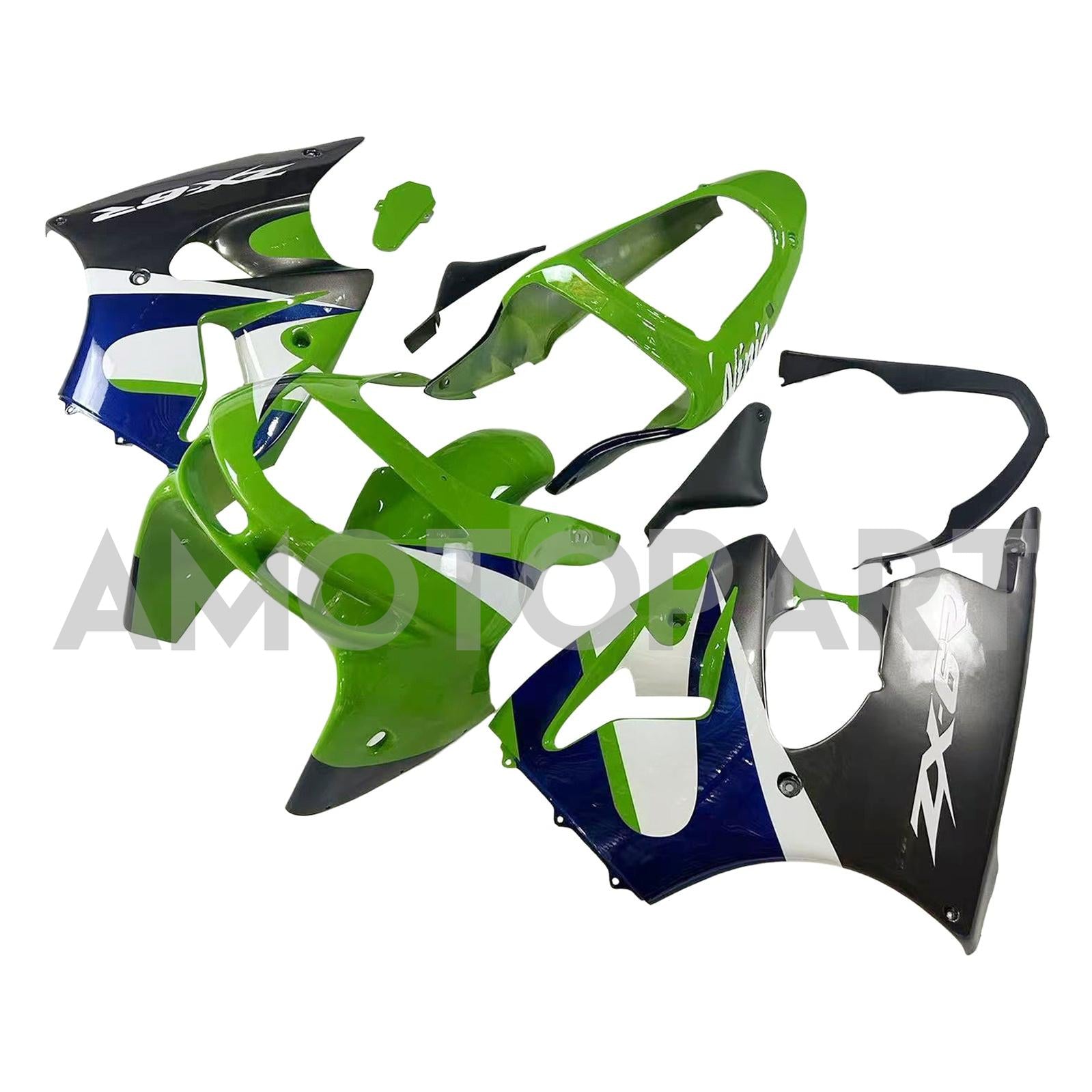Amotopart 1998-1999 Kawasaki ZX6R Green & Black Styl3 Failing Kit