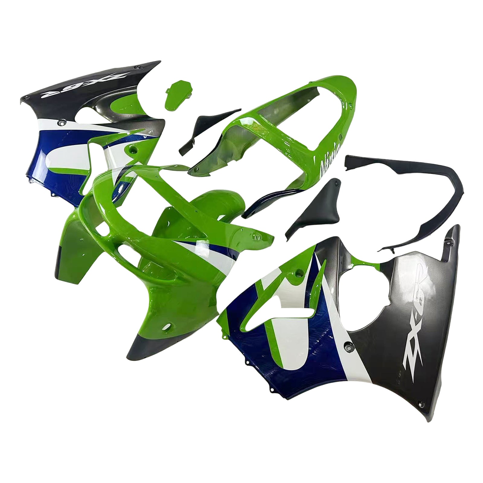 Amotopart 1998-1999 Kawasaki ZX6R Grün&Schwarzes Style3 Verkleidungsset