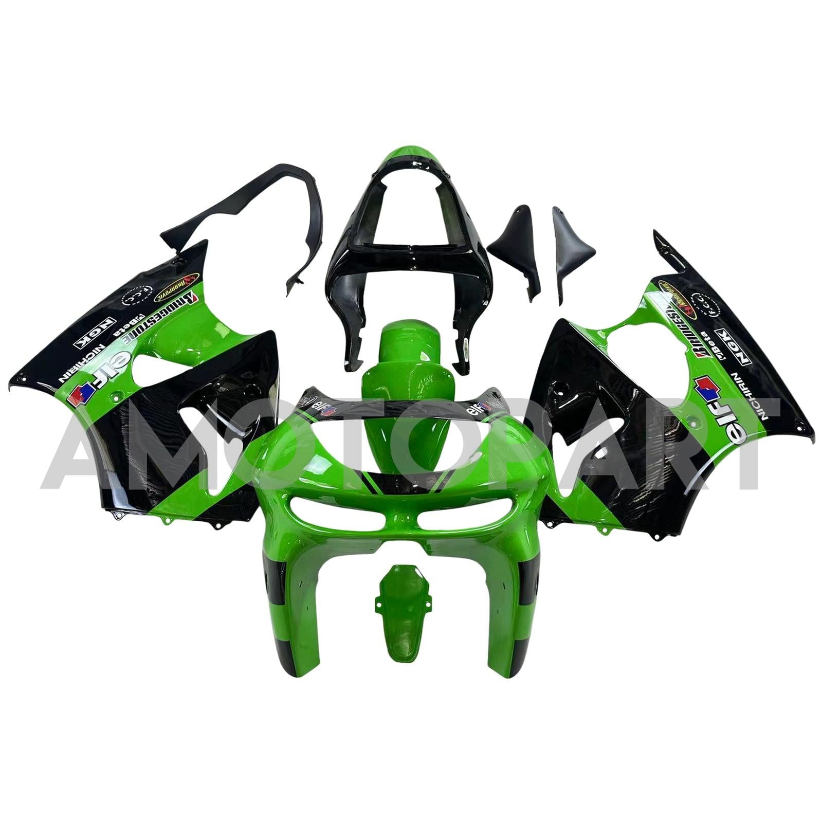 Amotopart 1998-1999 Kawasaki ZX6R Green&Black Style2 Fairing Kit