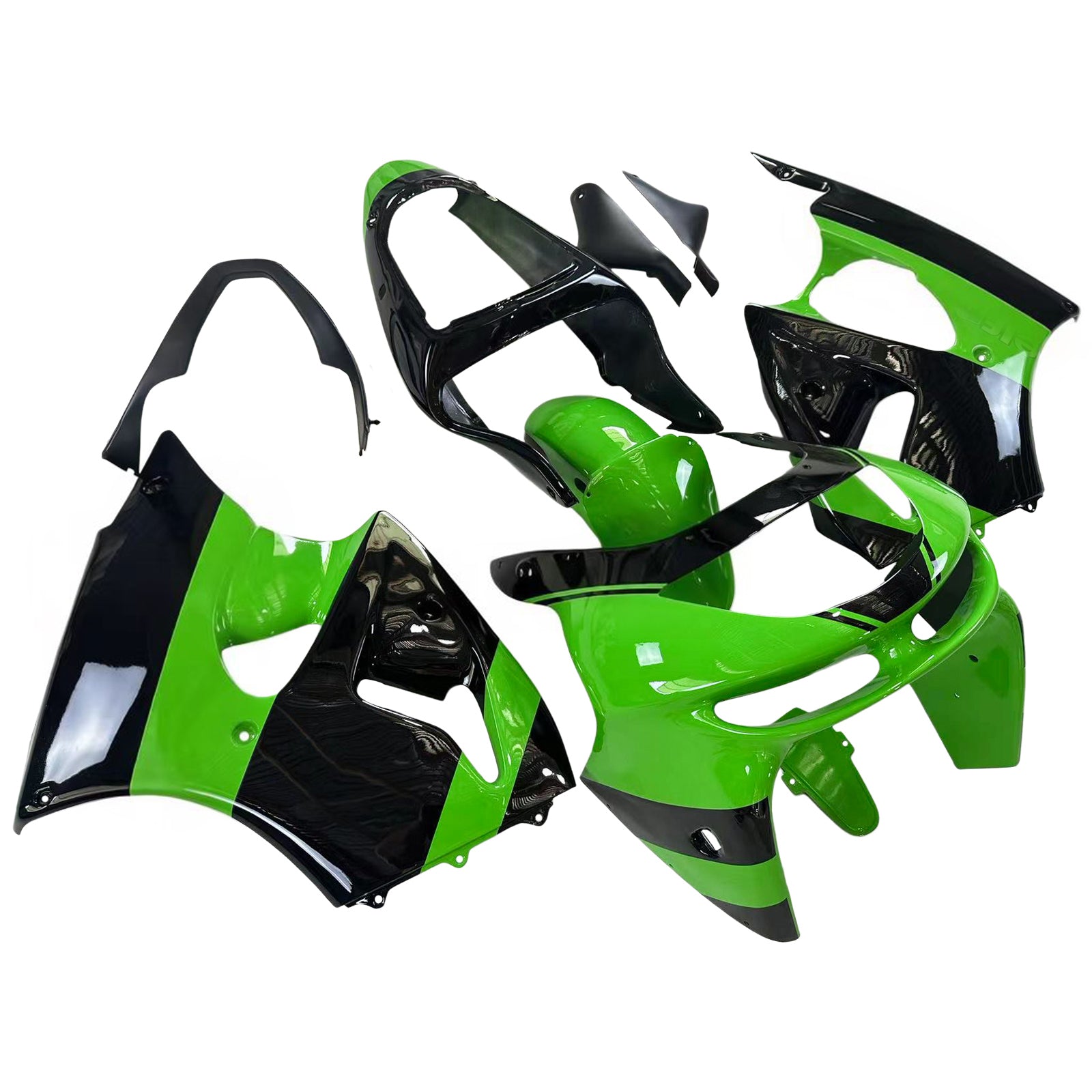Amotopart 1998-1999 Kawasaki ZX6R Green & Black Style2 Fairing Kit