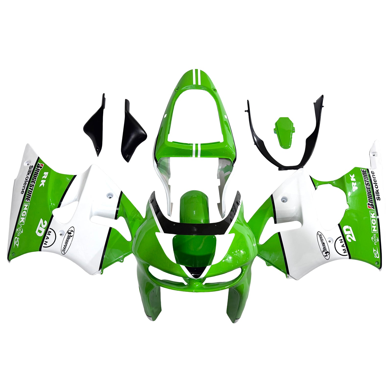 Amotopart 1998-1999 Kawasaki Zx6r White Green Reading Kit