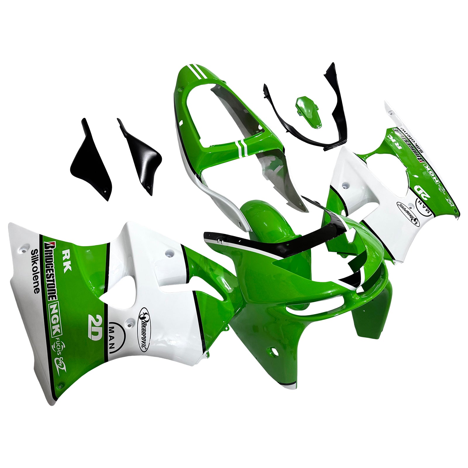 Amotopart 1998-1999 Kawasaki Zx6r White Green Reading Kit