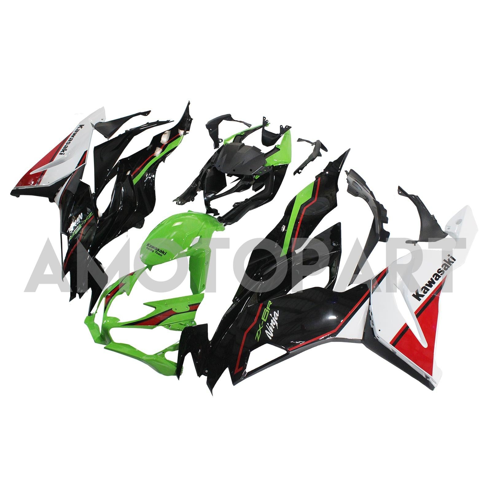 Kit de carenado Amotopart Kawasaki ZX6R 2019-2023 verde negro