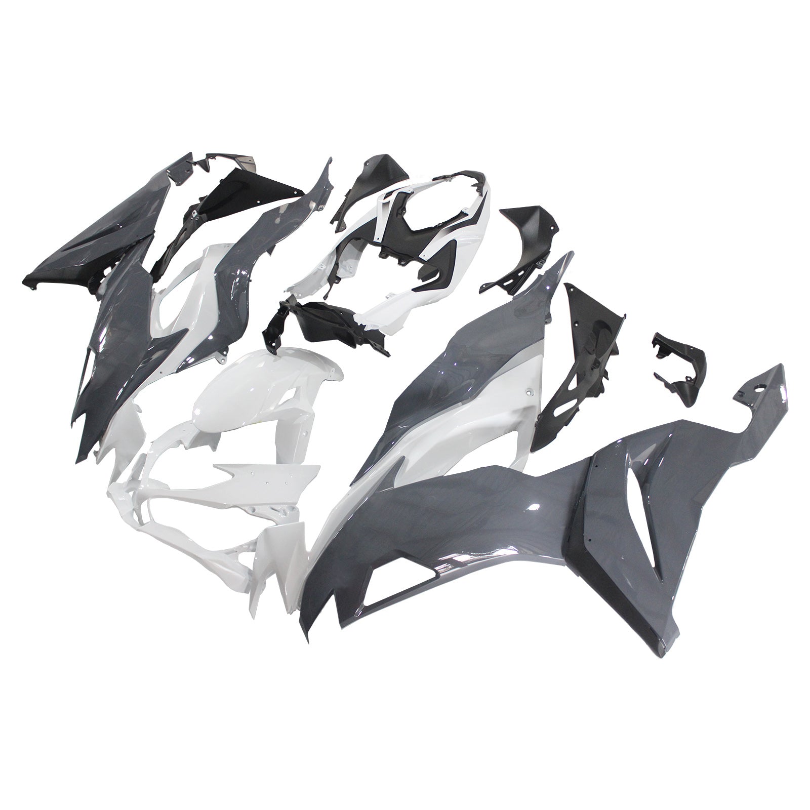 Amotopart 2019-2023 Kawasaki ZX6R White Grey Fairing Kit