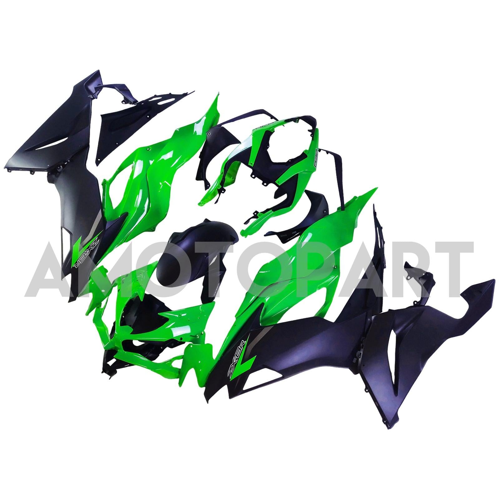 Amotopart Kawasaki 2019-2023 ZX6R Black Green Fairing Kit