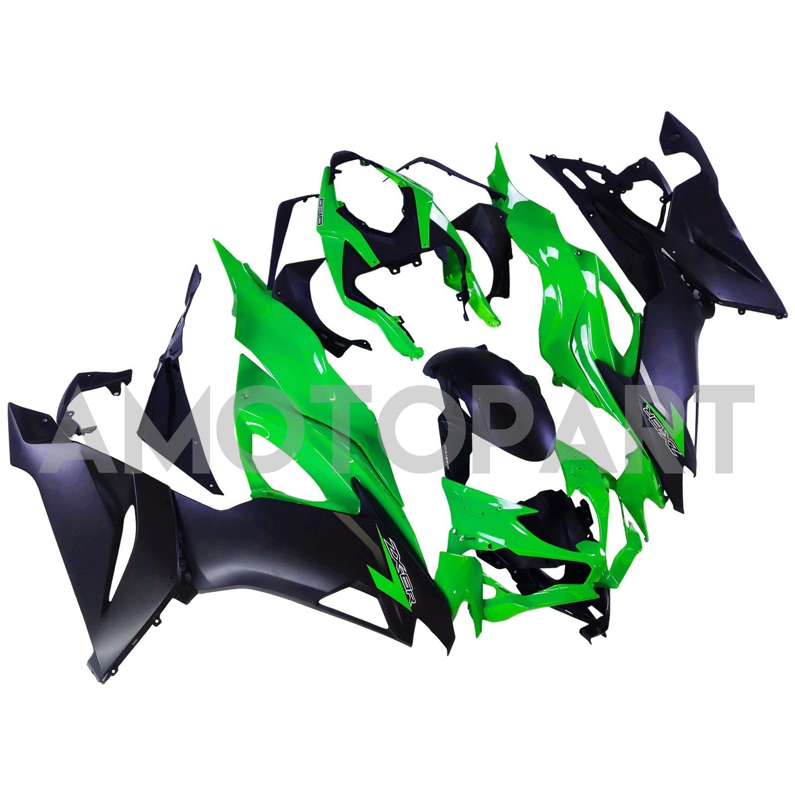 Amotopart Kawasaki 2019-2023 ZX6R Black Green Fairing Kit