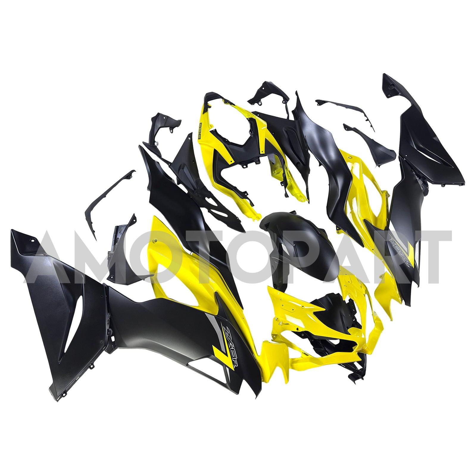 Amotopart Kawasaki 2019-2023 ZX6R Black Yellow Fairing Kit