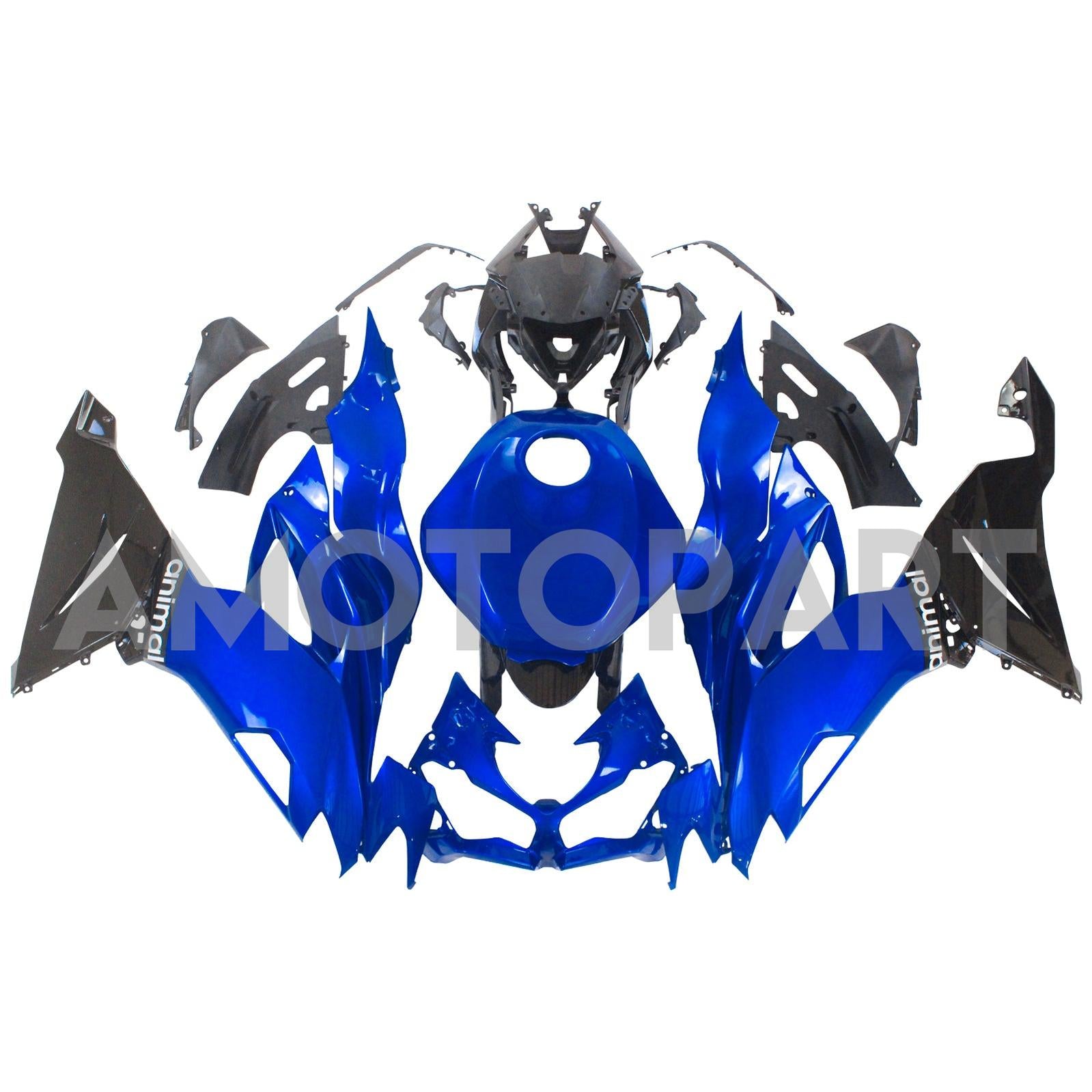Amotopart 2019-2023 Kawasaki ZX6R Black&Blue Fairing Kit