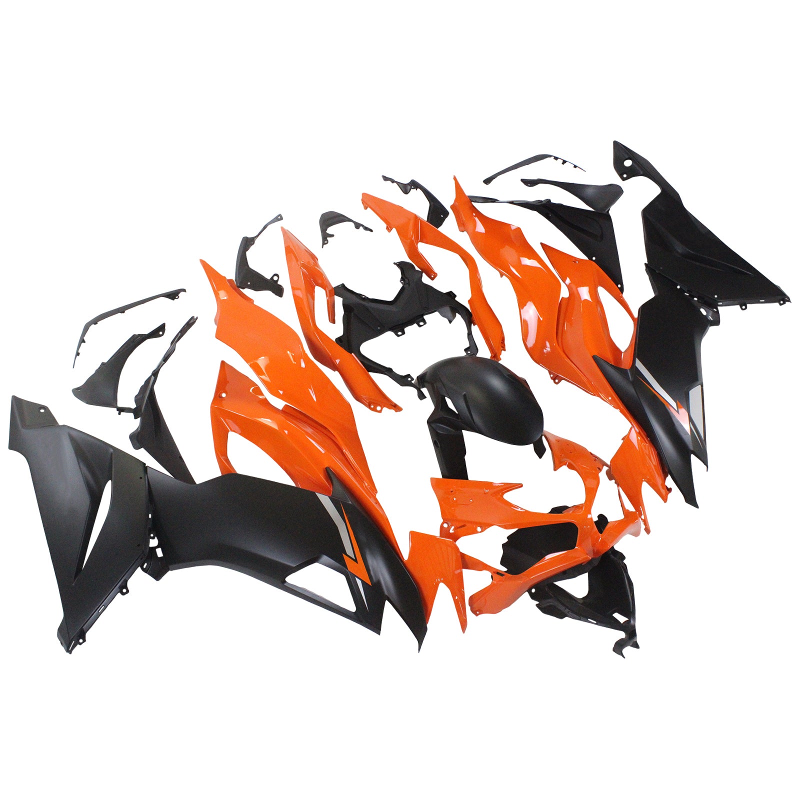 Amotopart 2019-2023 Kawasaki ZX6R Schwarz&Orangefarbenes Verkleidungsset